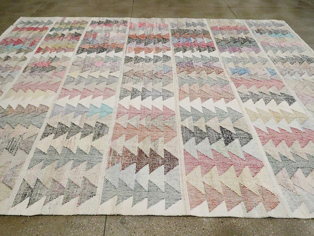 Colorful Contemporary Handmade Turkish Flat-Weave Kilim Room Size Carpet For Sale 1