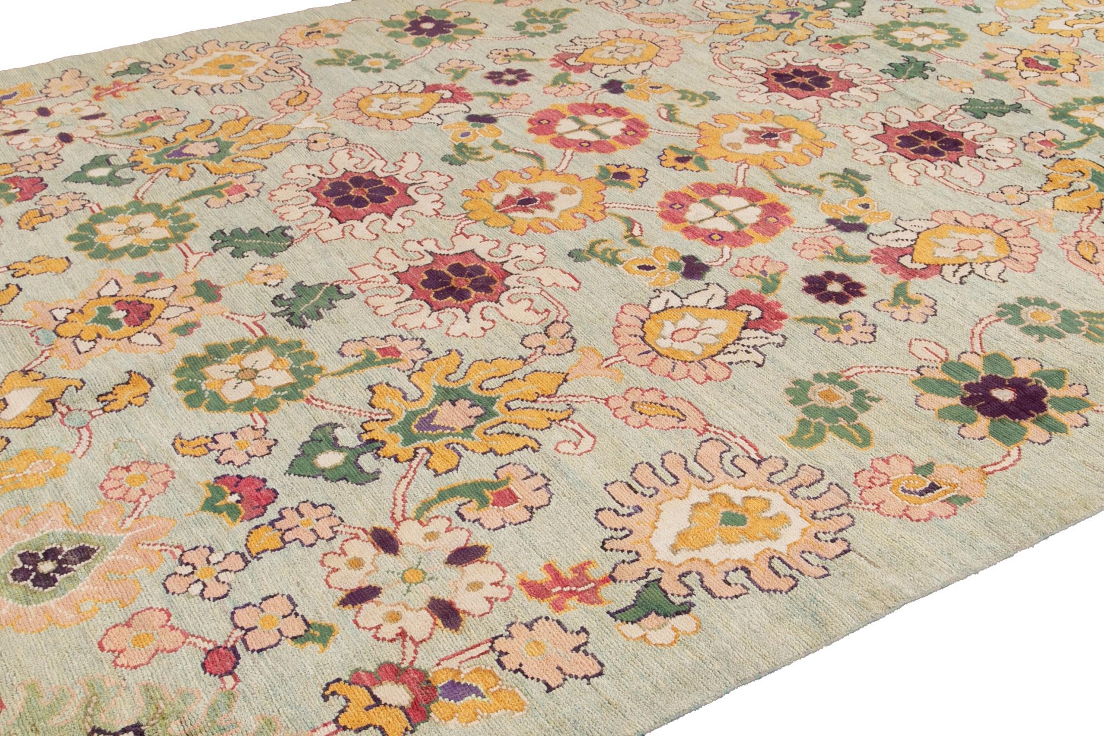 Colorful Contemporary Oushak Handmade Wool Rug 8