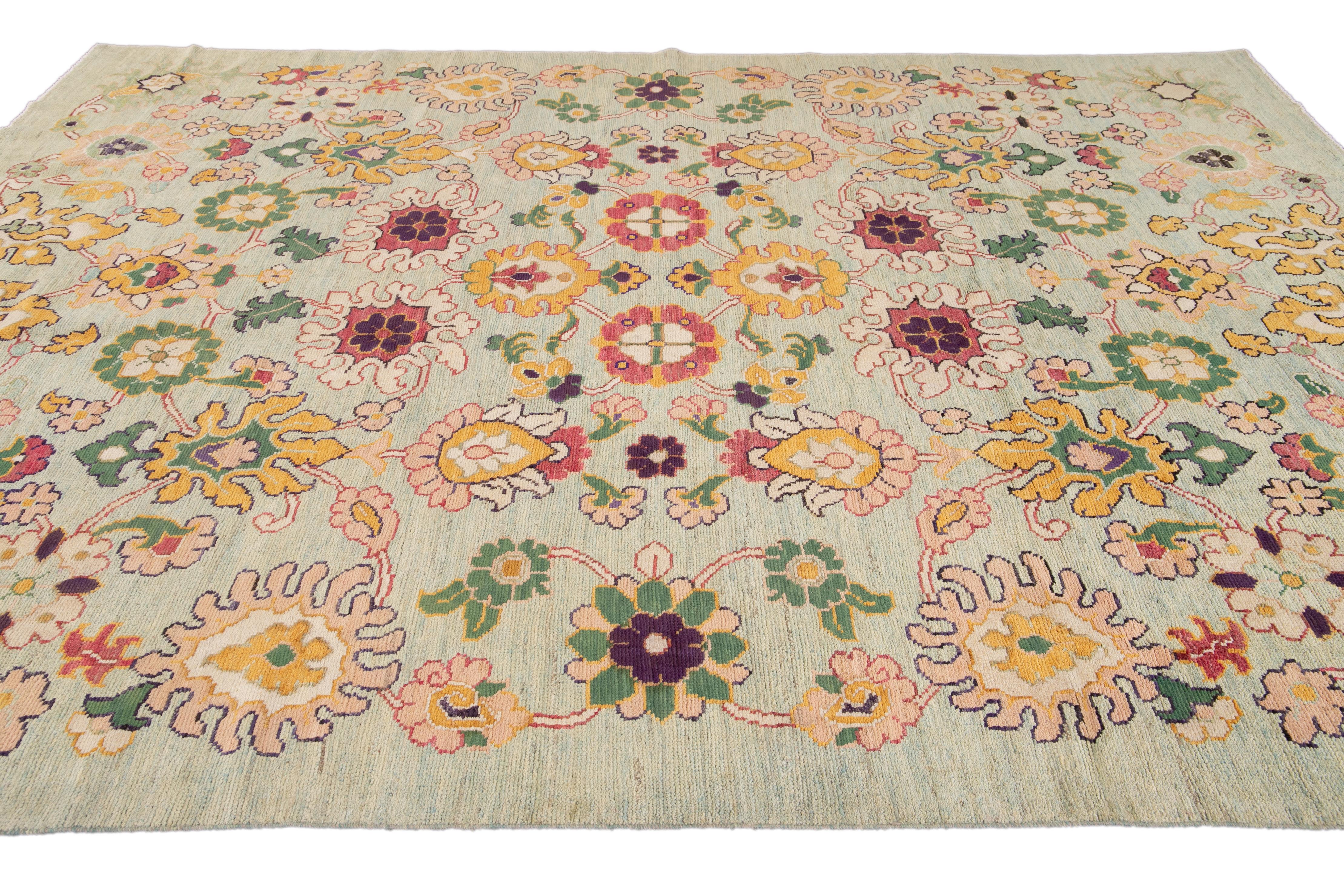 Colorful Contemporary Oushak Handmade Wool Rug 3
