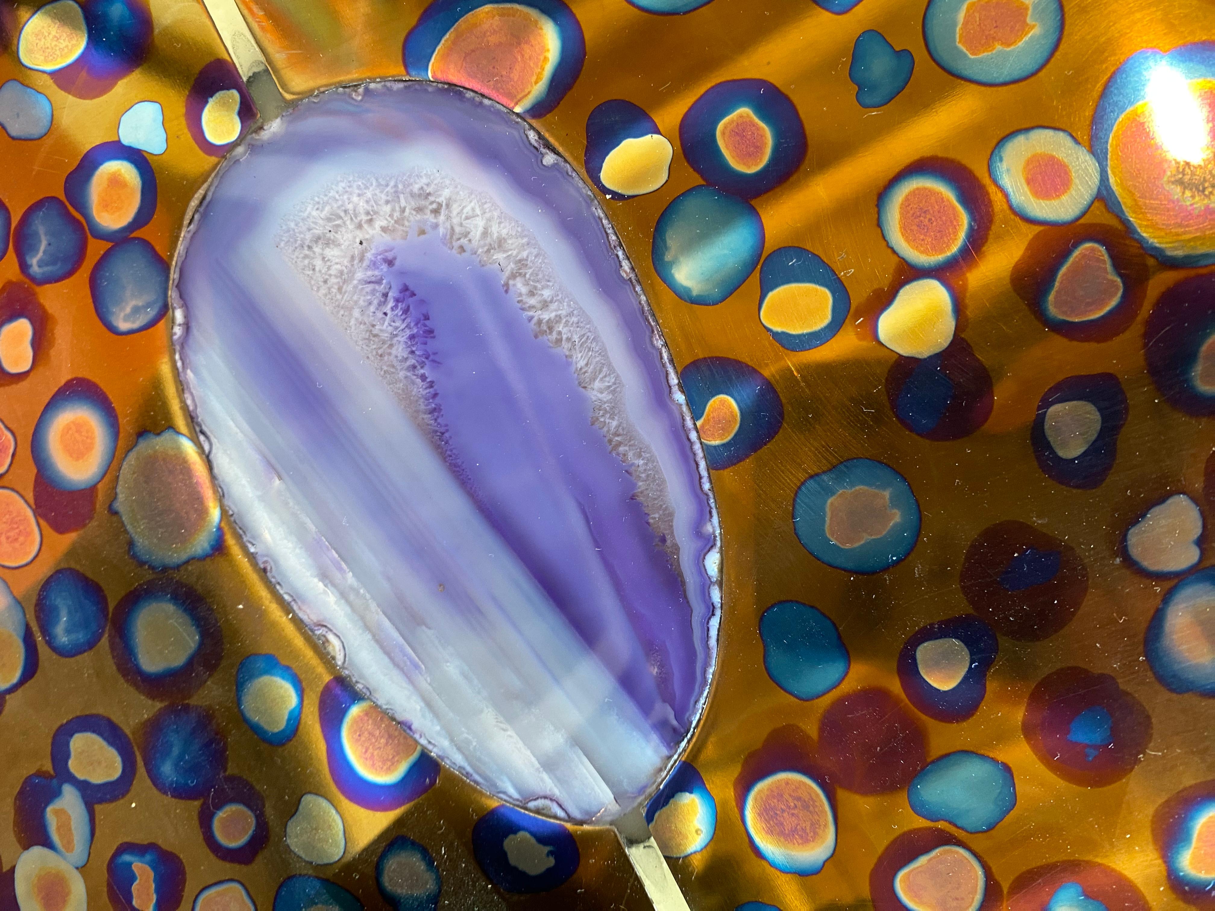 Colorful Contemporary Patinated Titanium Console by Xavier Menessier For Sale 1
