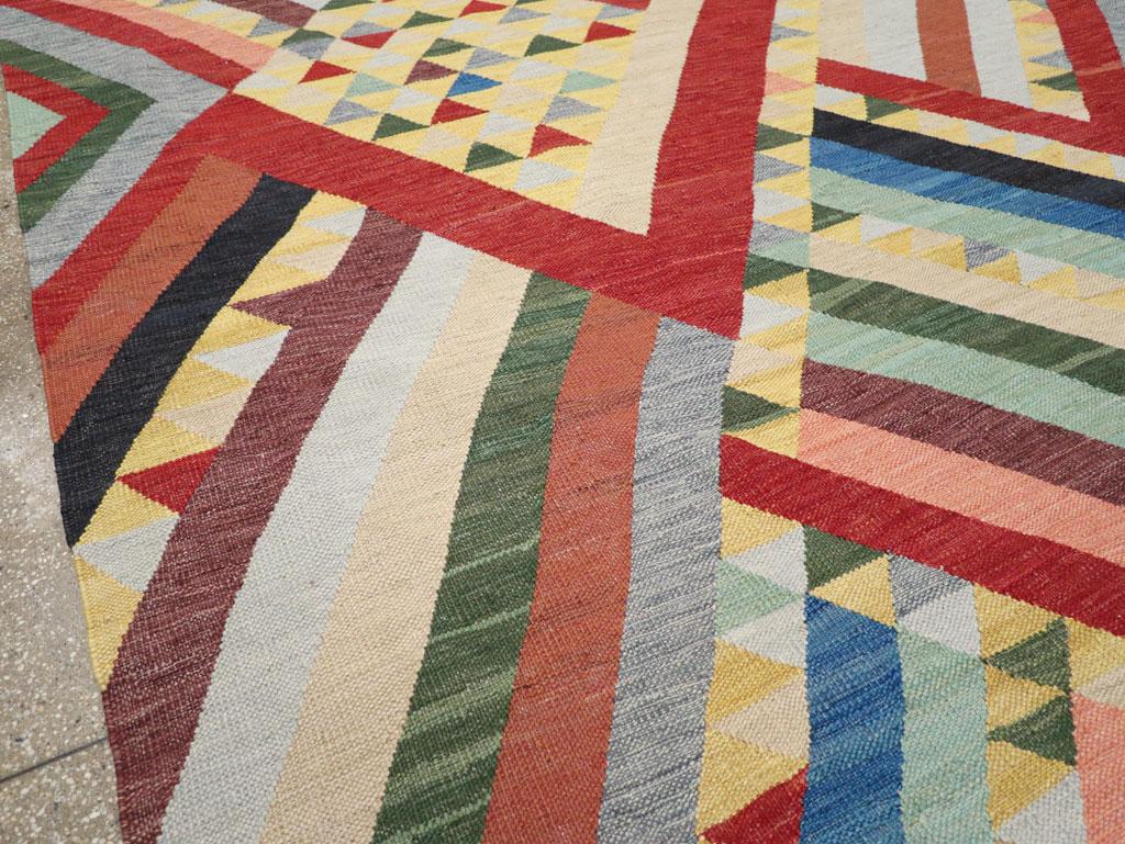 Modern Colorful Contemporary Turkish Flatweave Kilim Room Size Carpet For Sale