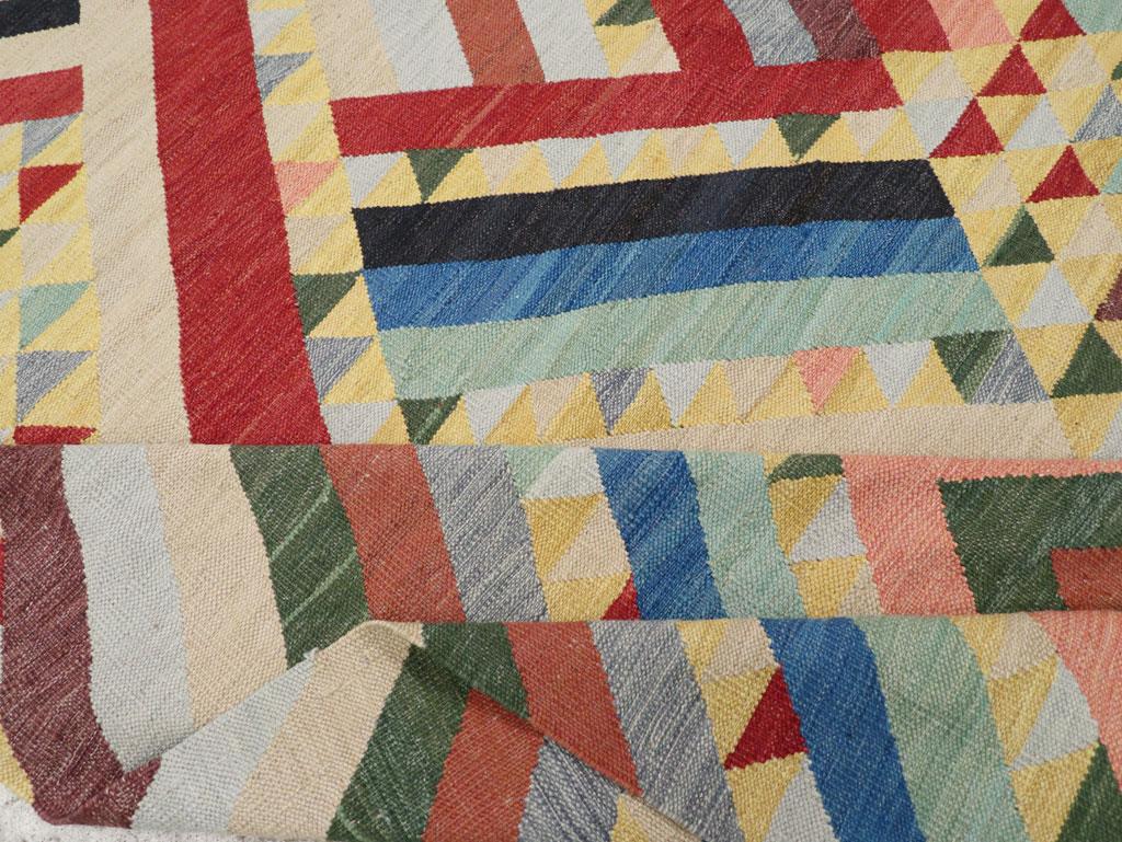 Colorful Contemporary Turkish Flatweave Kilim Room Size Carpet For Sale 1