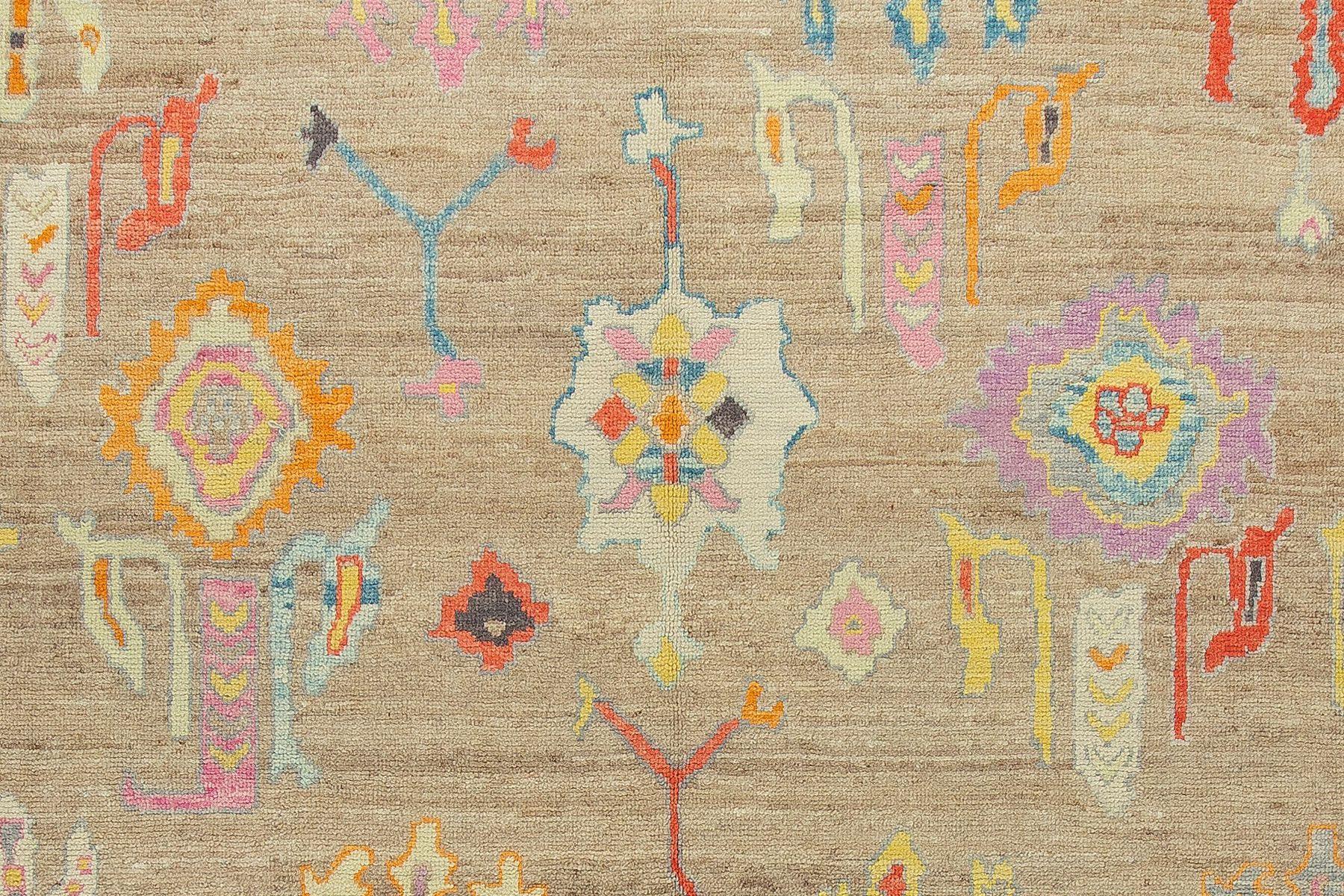 Organic Modern Colorful Contemporary Turkish Oushak Recreation Rug