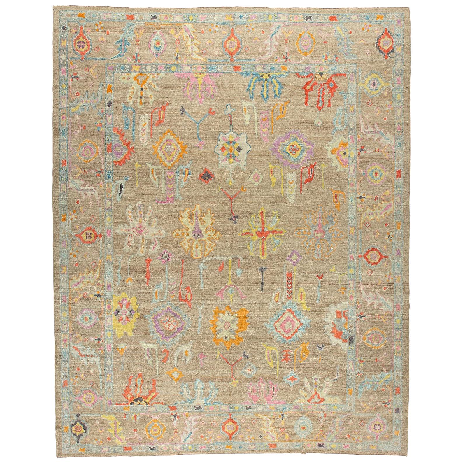 Colorful Contemporary Turkish Oushak Recreation Rug