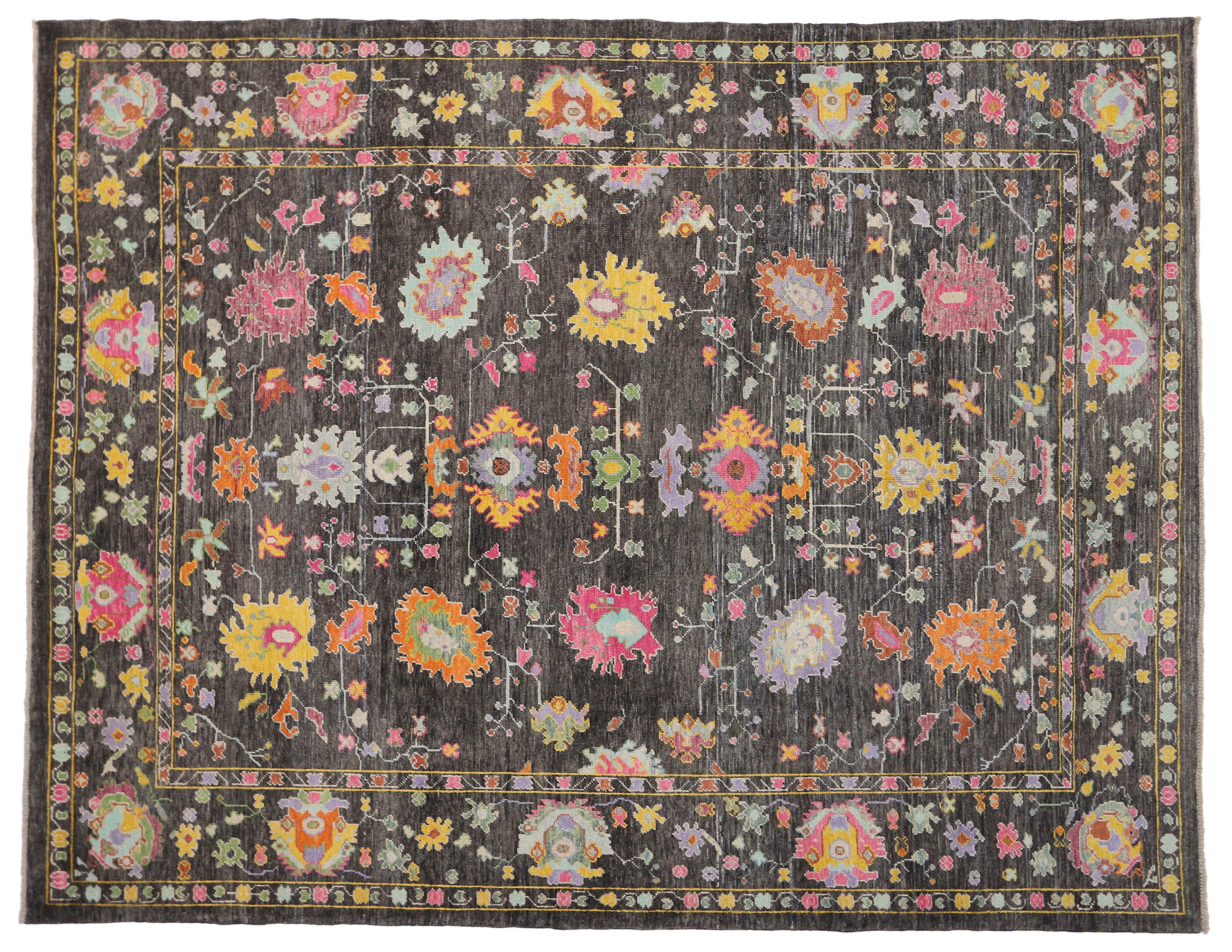 Colorful Contemporary Turkish Oushak Rug with Postmodern and Memphis Style In New Condition In Dallas, TX