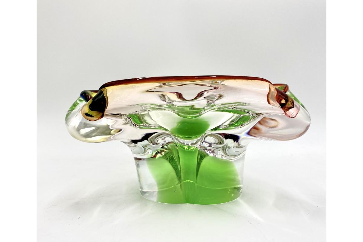 Colorful Crystal Ashtray, Czechoslovakia, 1960s In Good Condition In Chorzów, PL