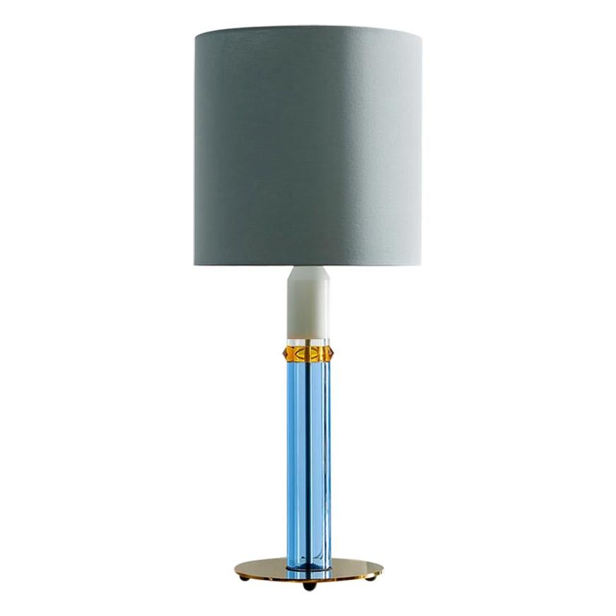 Colorful Crystal Table Lamp, Hand-Sculpted Contemporary Crystal For Sale