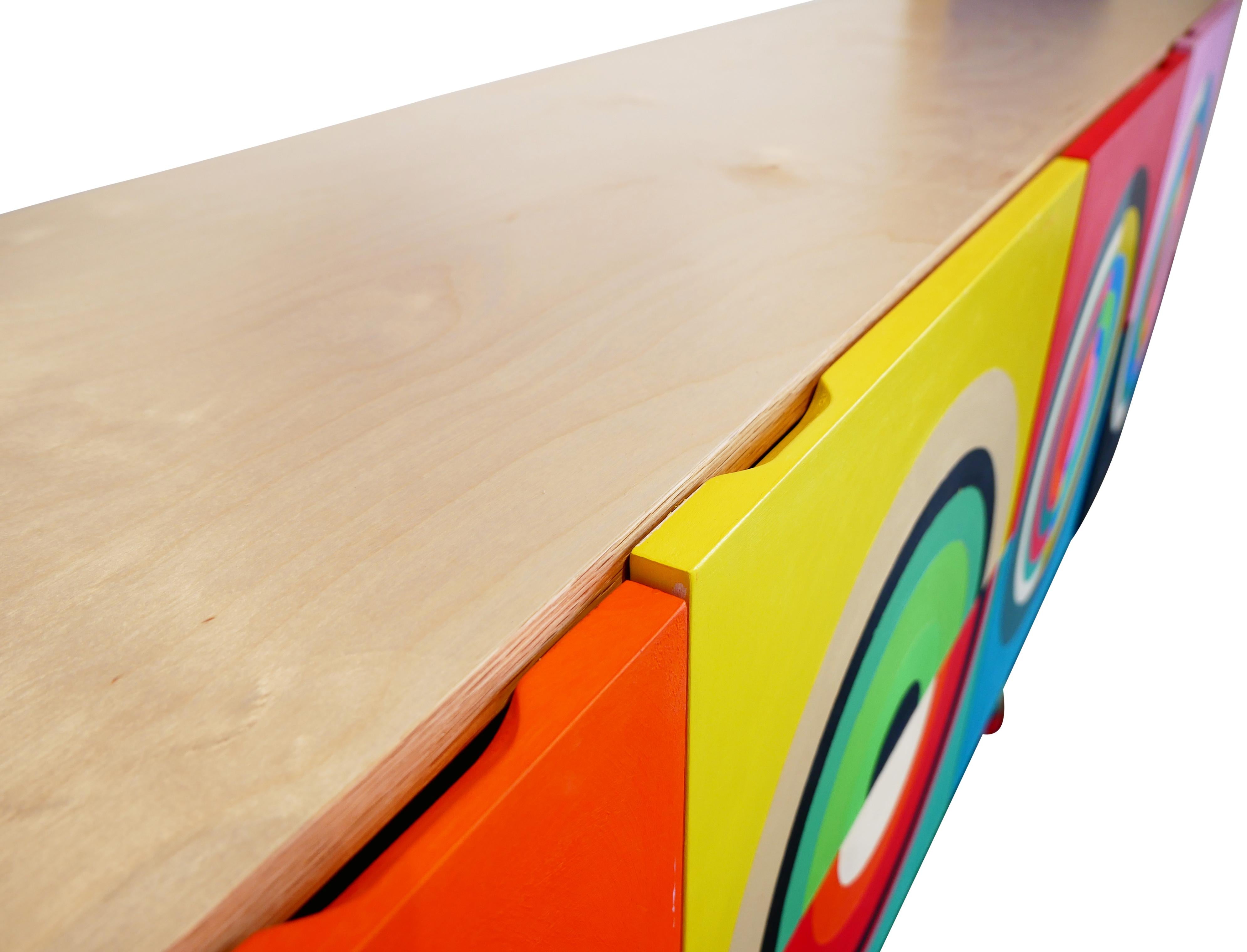 American Colorful Custom Target Abstract Contemporary Sideboard