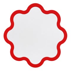 Colorful Designer Wavy Wall Hvyli Round 50 Mirror with Scalloped Accent Frame