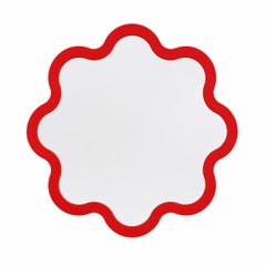 Farbenfroher Designer-Wandspiegel „Hvyli Round 50“ mit wellenförmigem, gewelltem Rahmen