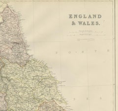 Colorful Detailed Antique Map of England and Wales, 1882