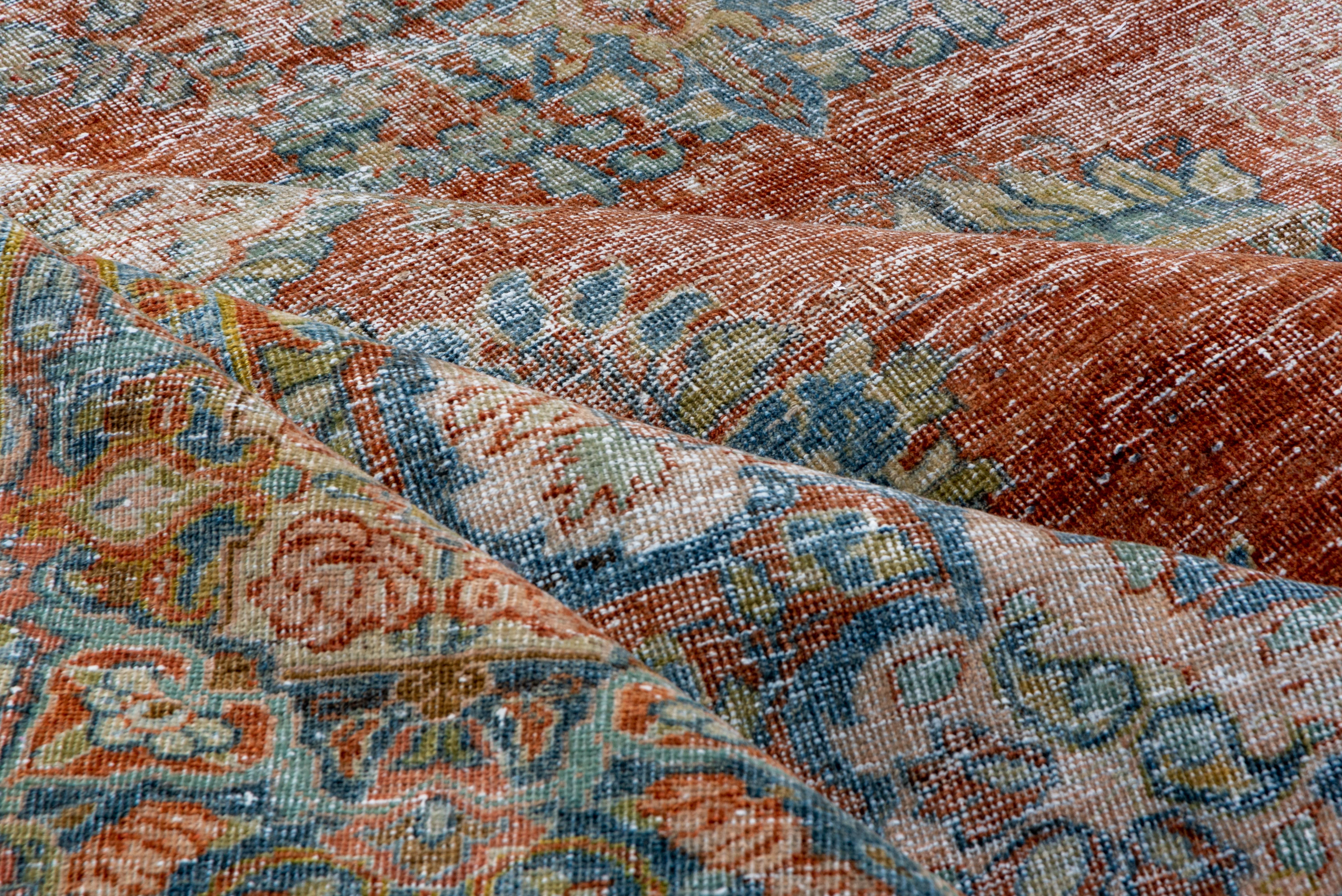 Hand-Knotted Colorful Distressed Mahal Carpet For Sale