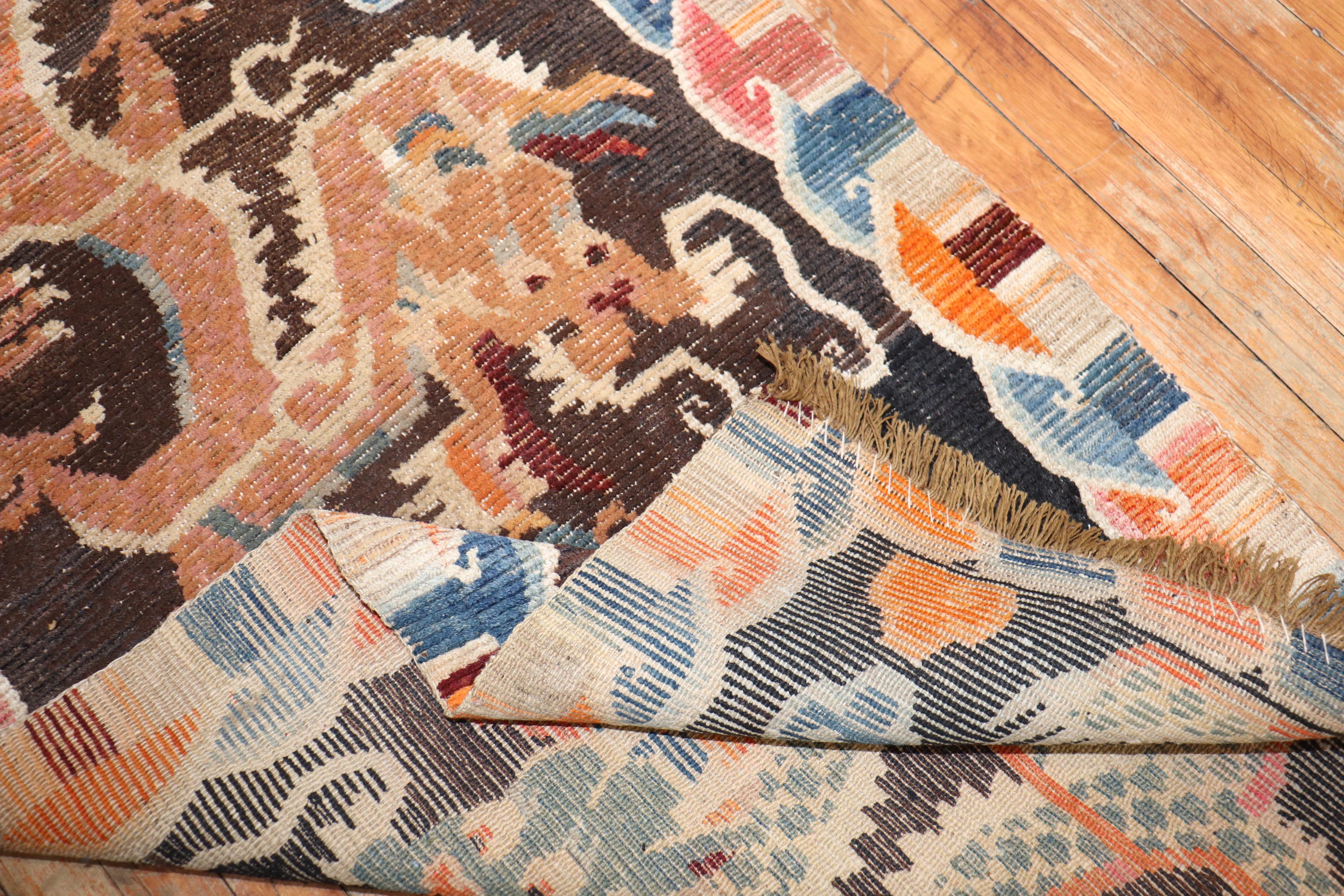 Colorful Dragon Vintage Tibetan Early 20th Century Rug In Good Condition For Sale In New York, NY
