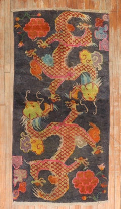 Colorful Dragon Vintage Tibetan Rug