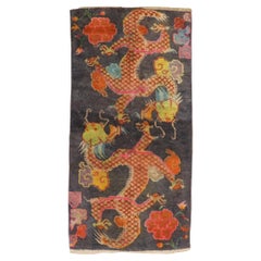 Colorful Dragon Vintage Tibetan Rug