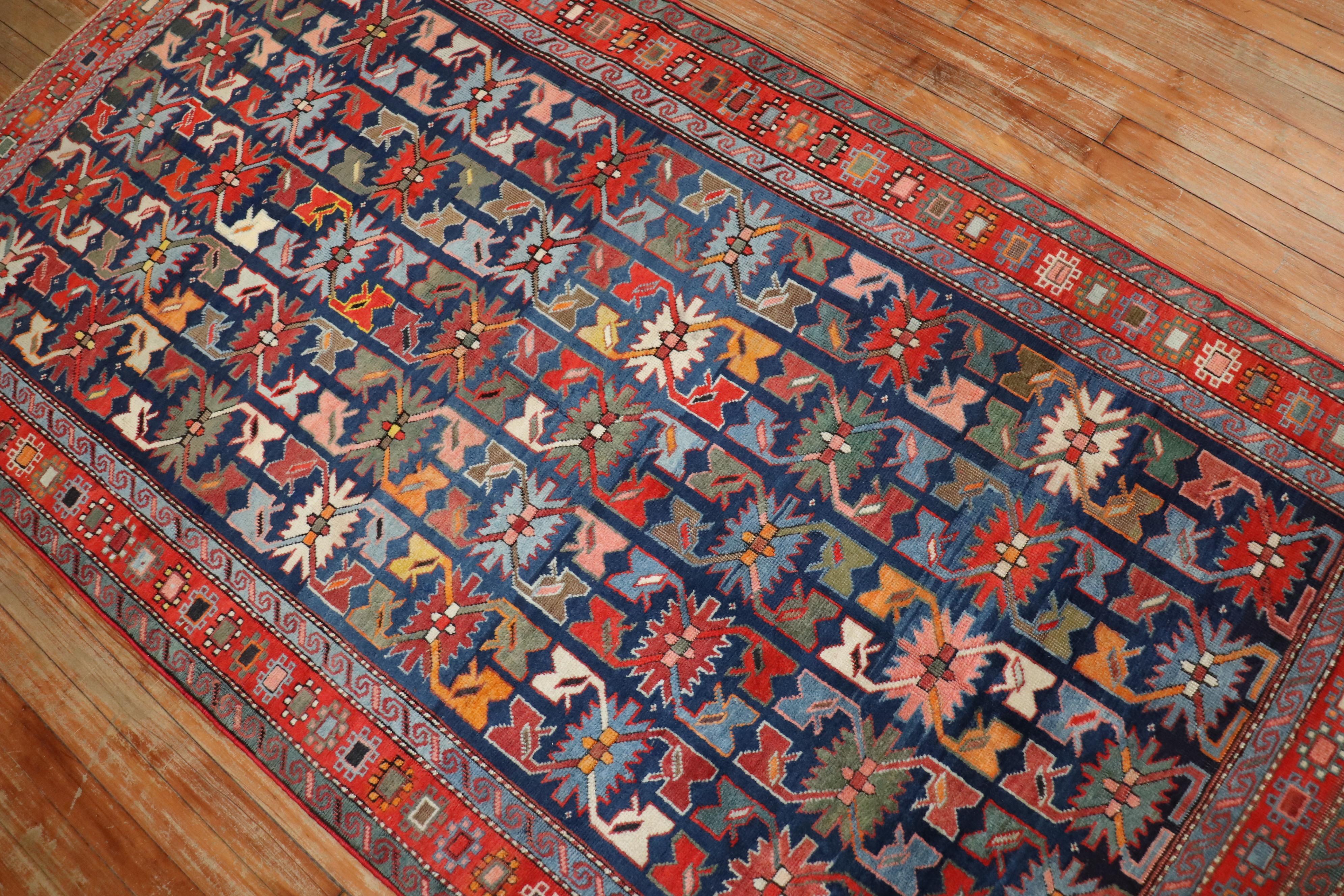 Hand-Woven Colorful Early 20th Century Antique Karabagh Caucasian Rug For Sale