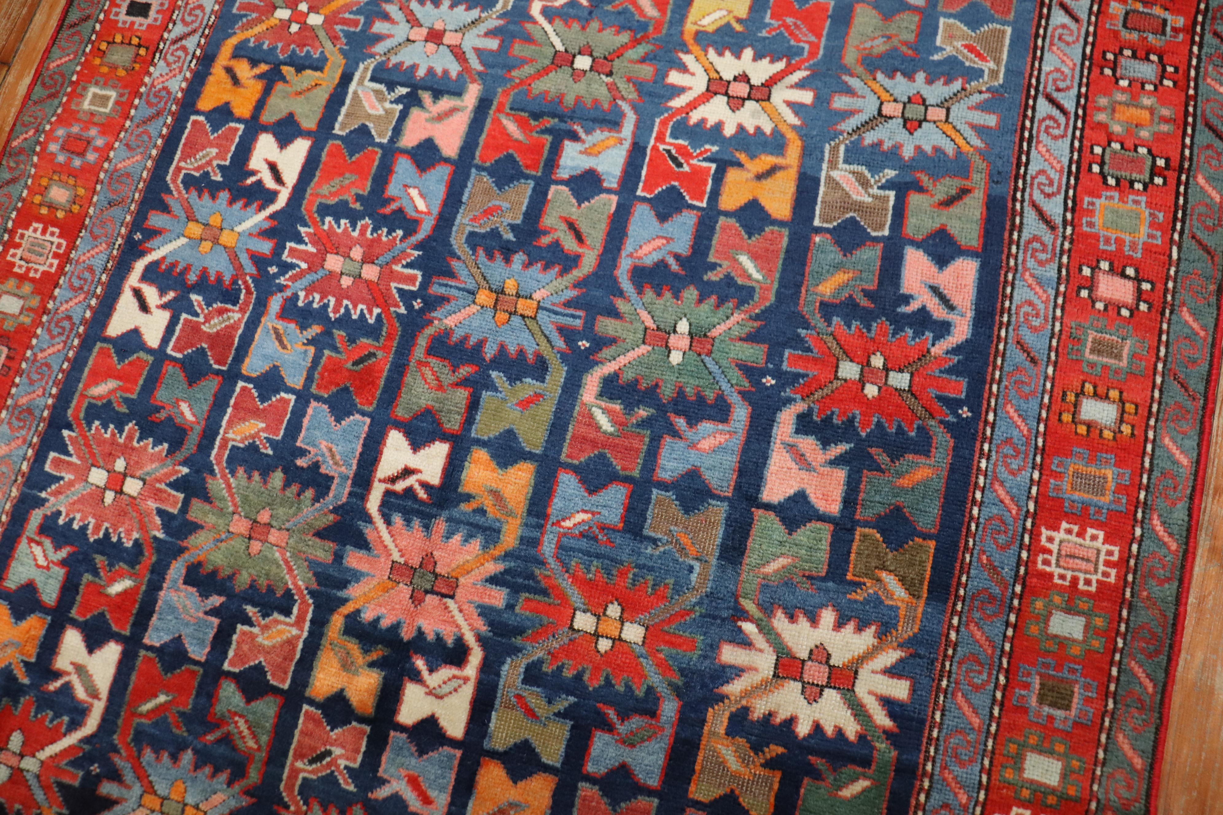 Wool Colorful Early 20th Century Antique Karabagh Caucasian Rug For Sale