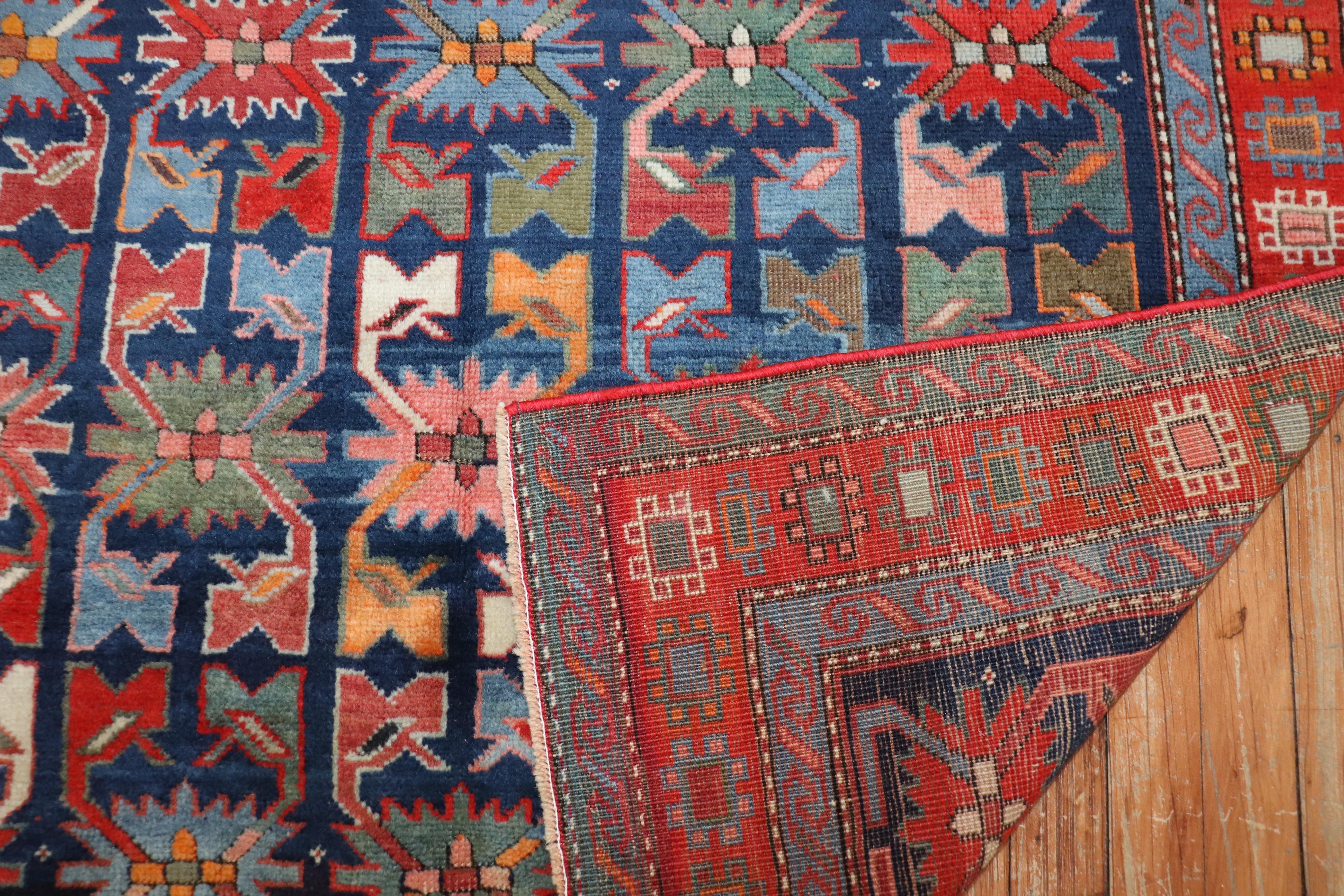 Colorful Early 20th Century Antique Karabagh Caucasian Rug For Sale 1