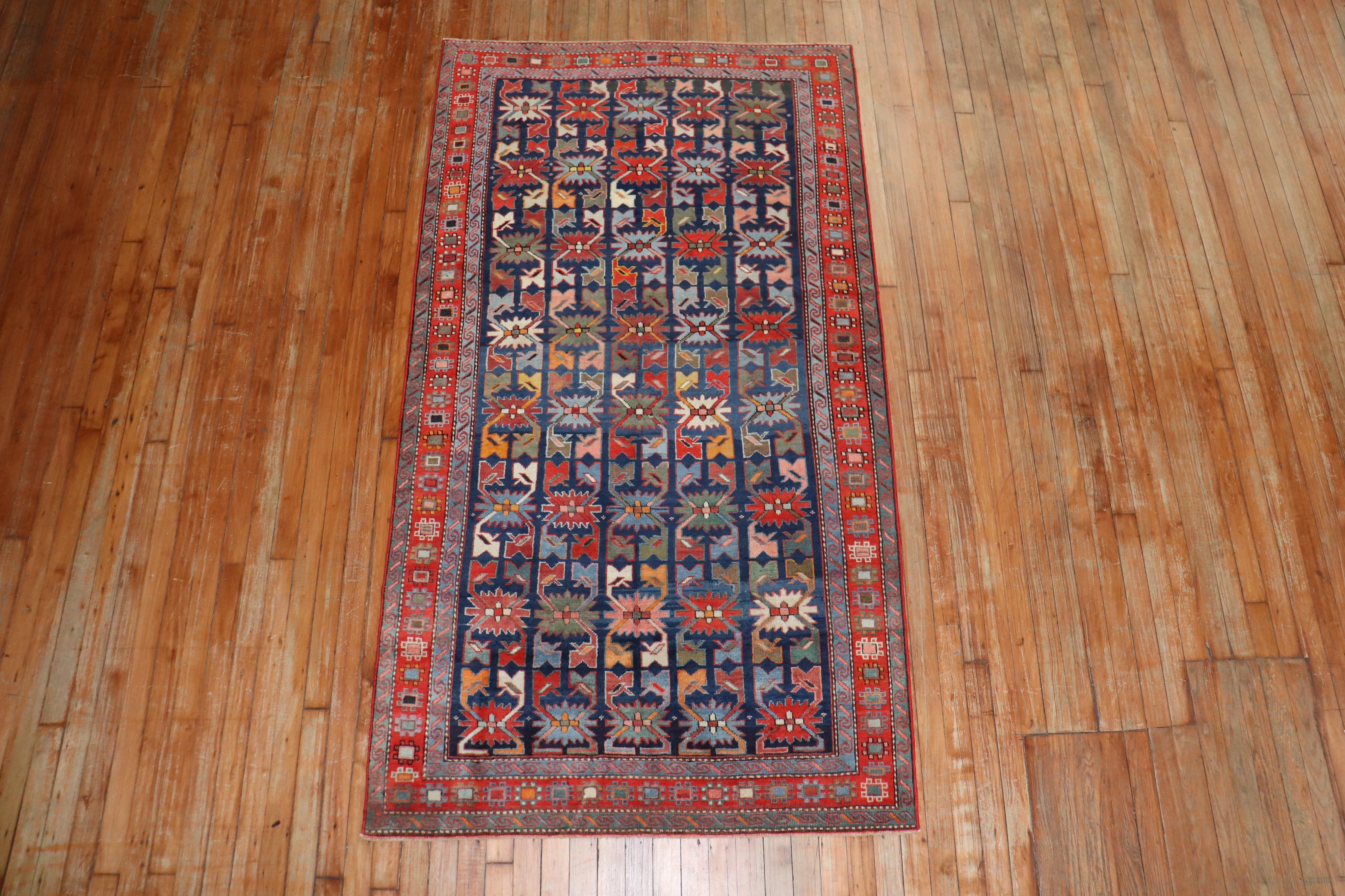 Colorful Early 20th Century Antique Karabagh Caucasian Rug For Sale 2