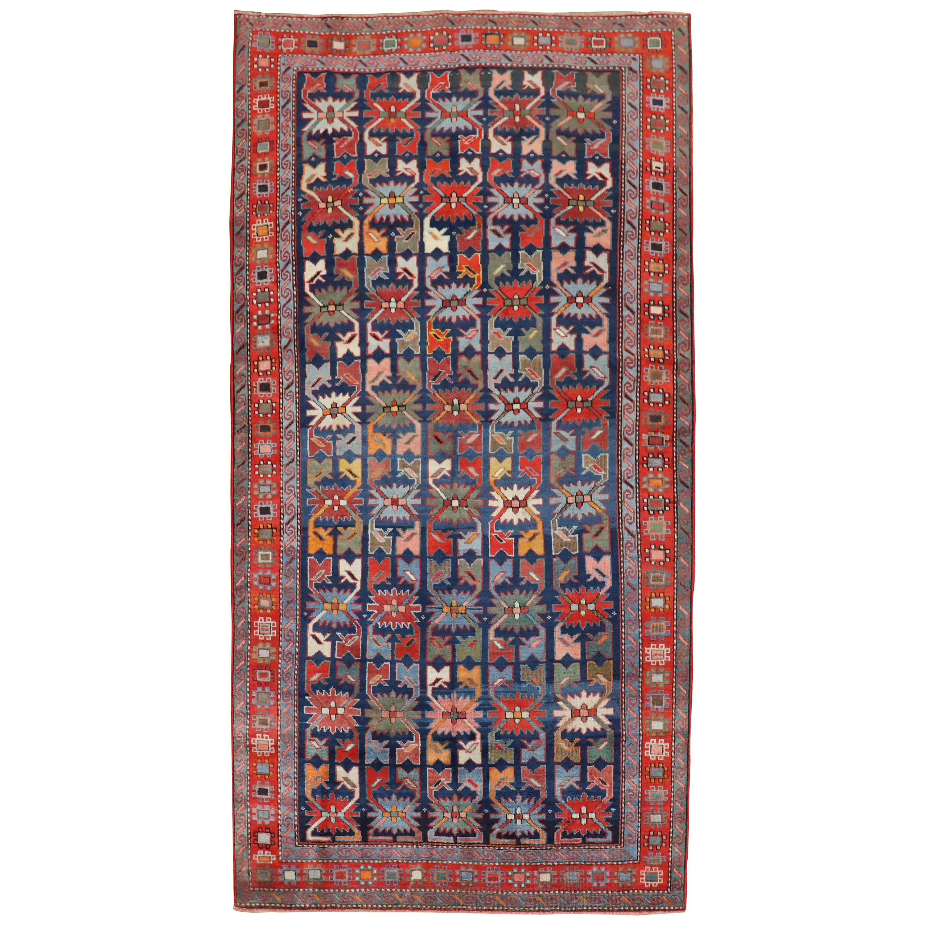 Colorful Early 20th Century Antique Karabagh Caucasian Rug For Sale