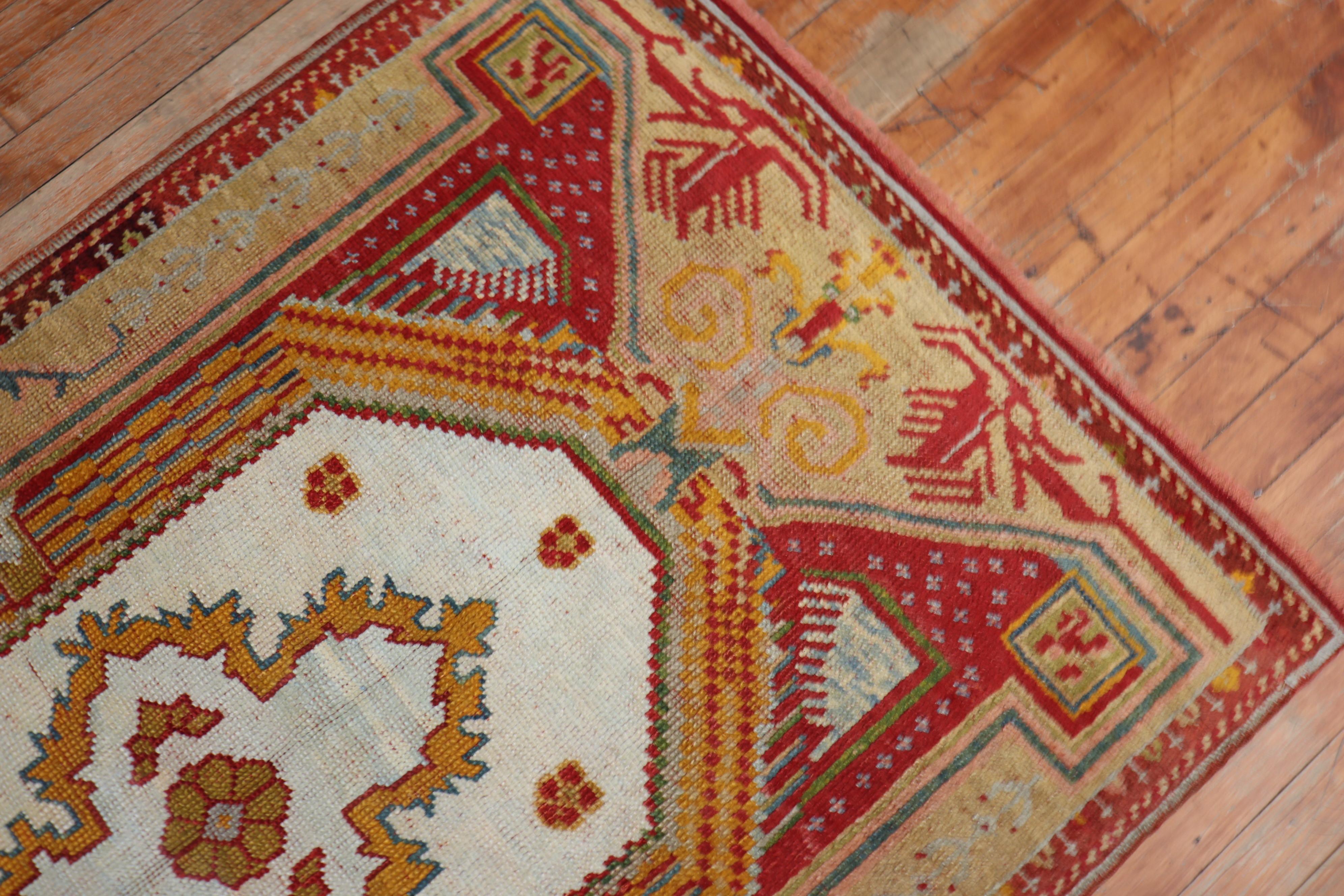 Hand-Woven Colorful Early 20th Century Antique Turkish Ghiordes Rug For Sale