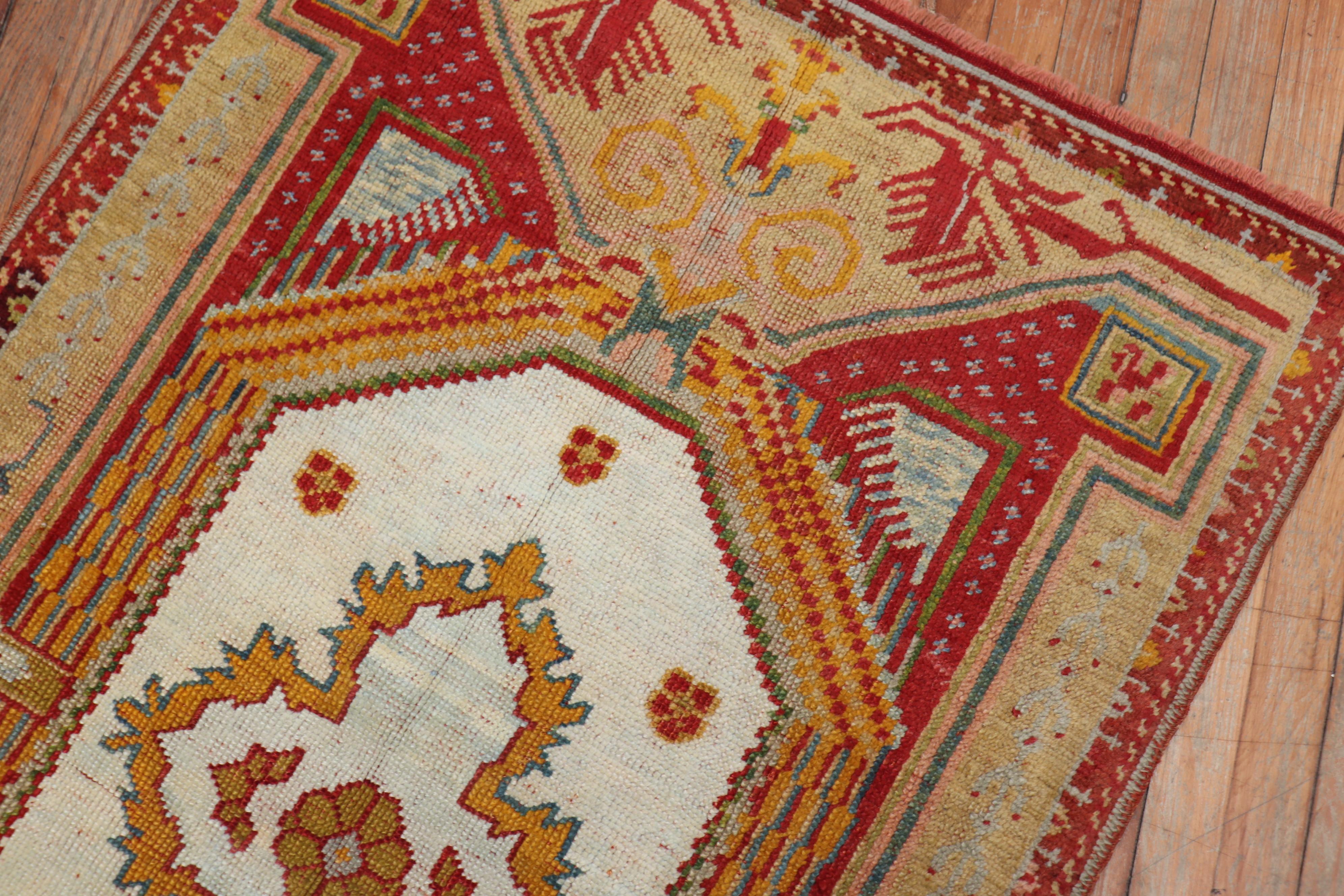 Wool Colorful Early 20th Century Antique Turkish Ghiordes Rug For Sale