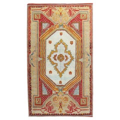 Colorida alfombra antigua turca ghiordes de principios del siglo XX