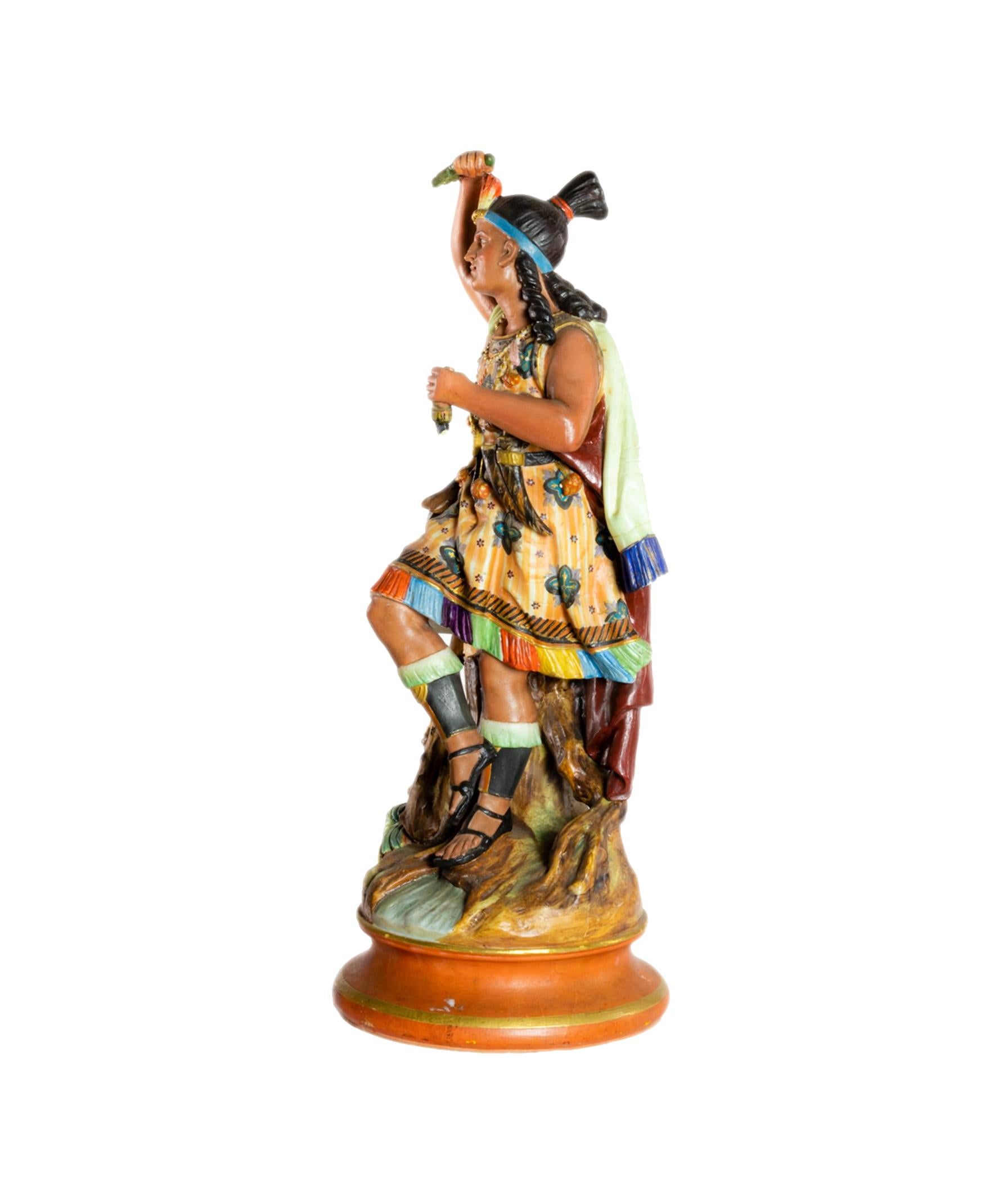 Statua di guerriero inca di Montereau Faïenceries, (XIX secolo) in vendita 3