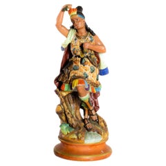 Statue de guerrier inca par les Faïenceries de Montereau, (19e siècle)