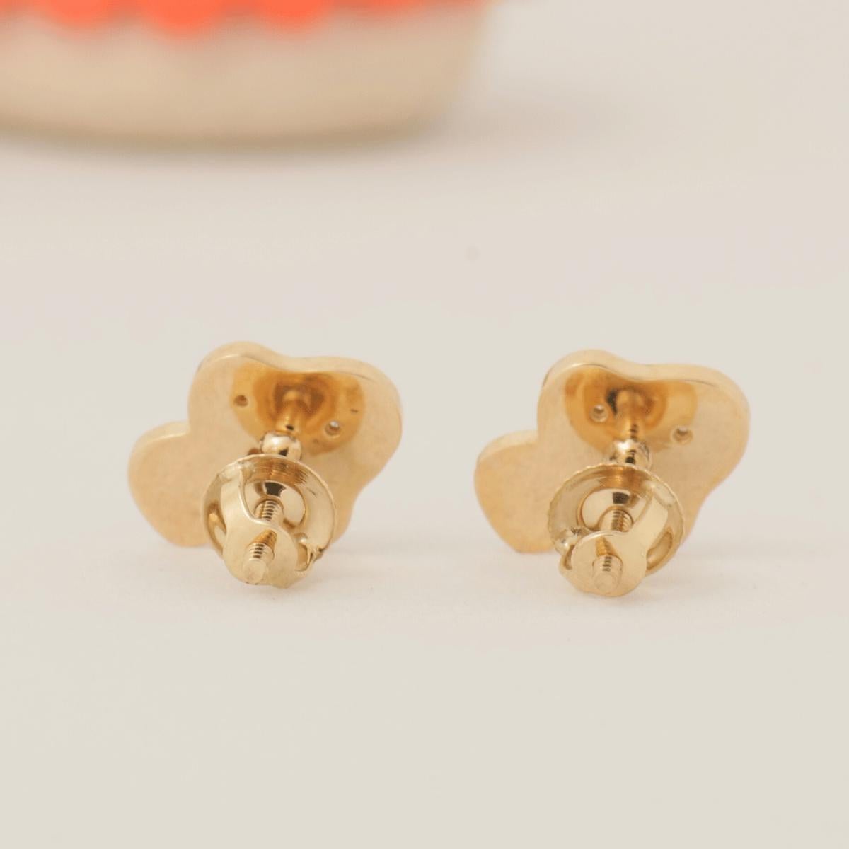 Colorful Enamel Kids Mushroom Diamond Earrings in 14K Solid Gold (Certified) In New Condition For Sale In New Delhi, DL
