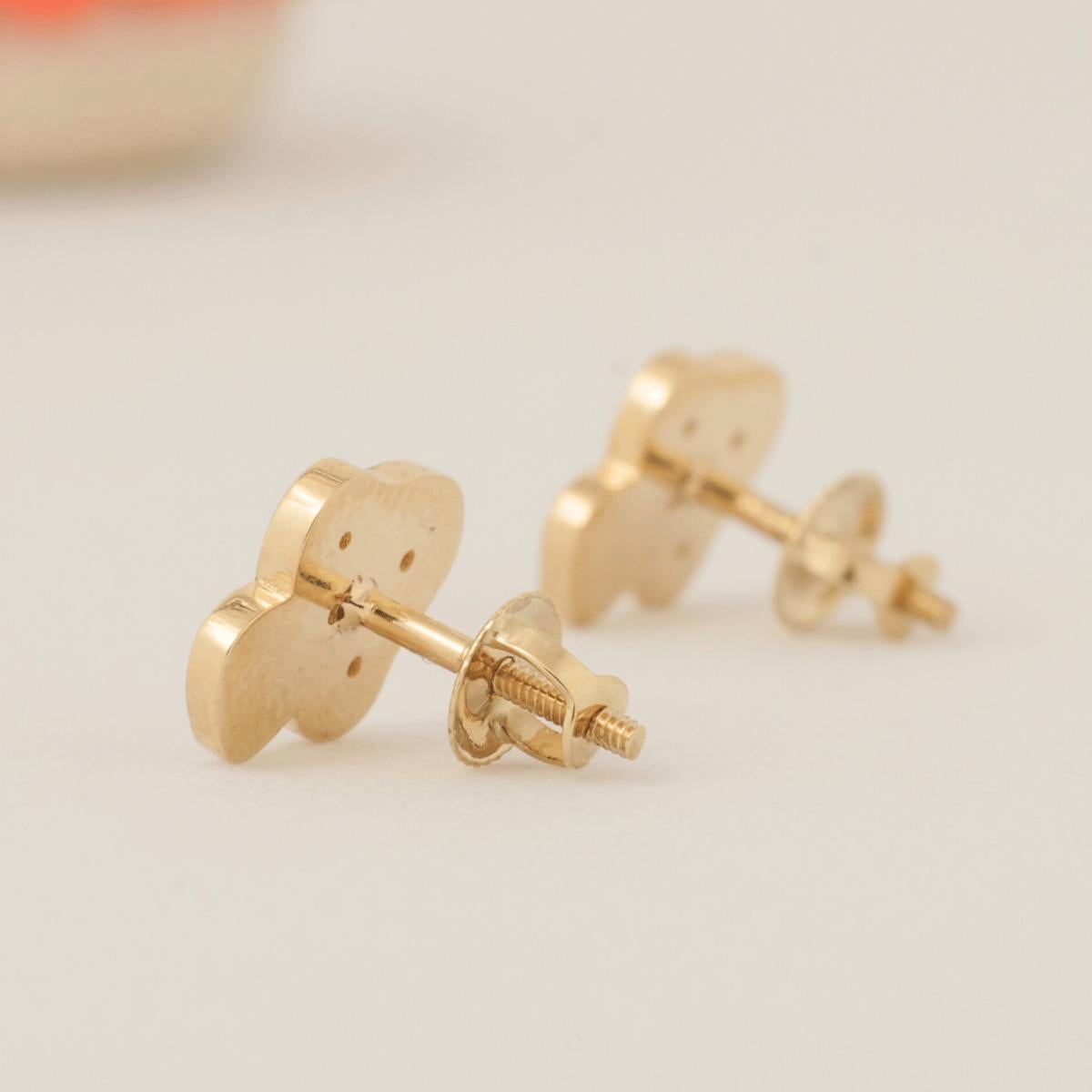 Women's Colorful Enamel Kids Mushroom Diamond Earrings in 14K Solid Gold (Certified) For Sale