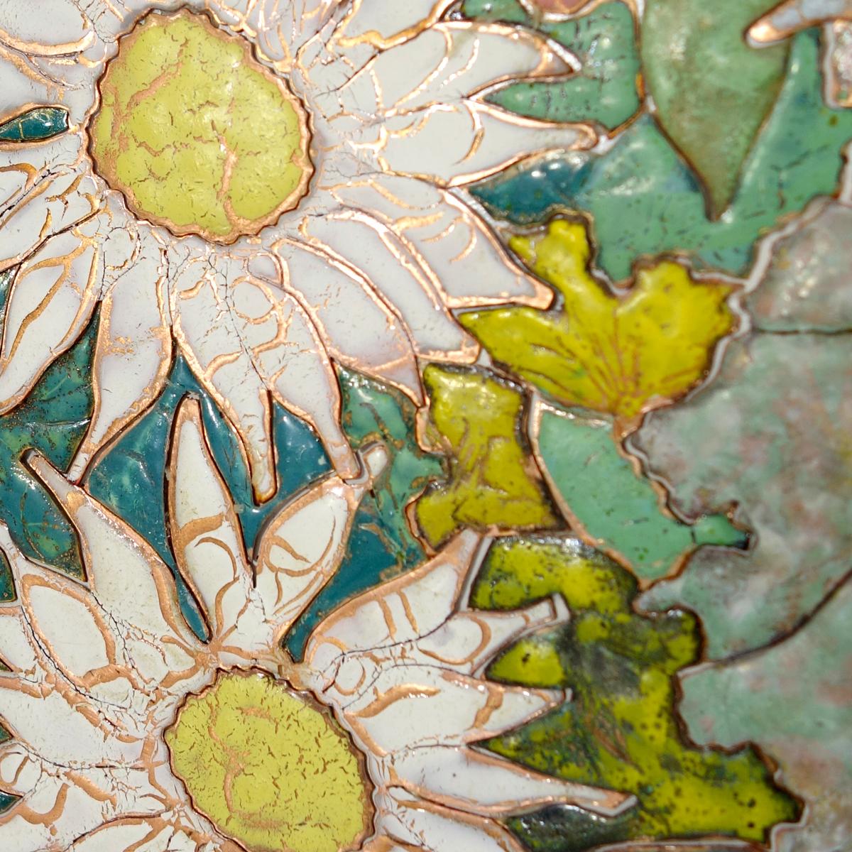 Rilievo da parete in smalto colorato raffigurante un bouquet autunnale firmato W. Stavlon In condizioni buone in vendita a Doornspijk, NL