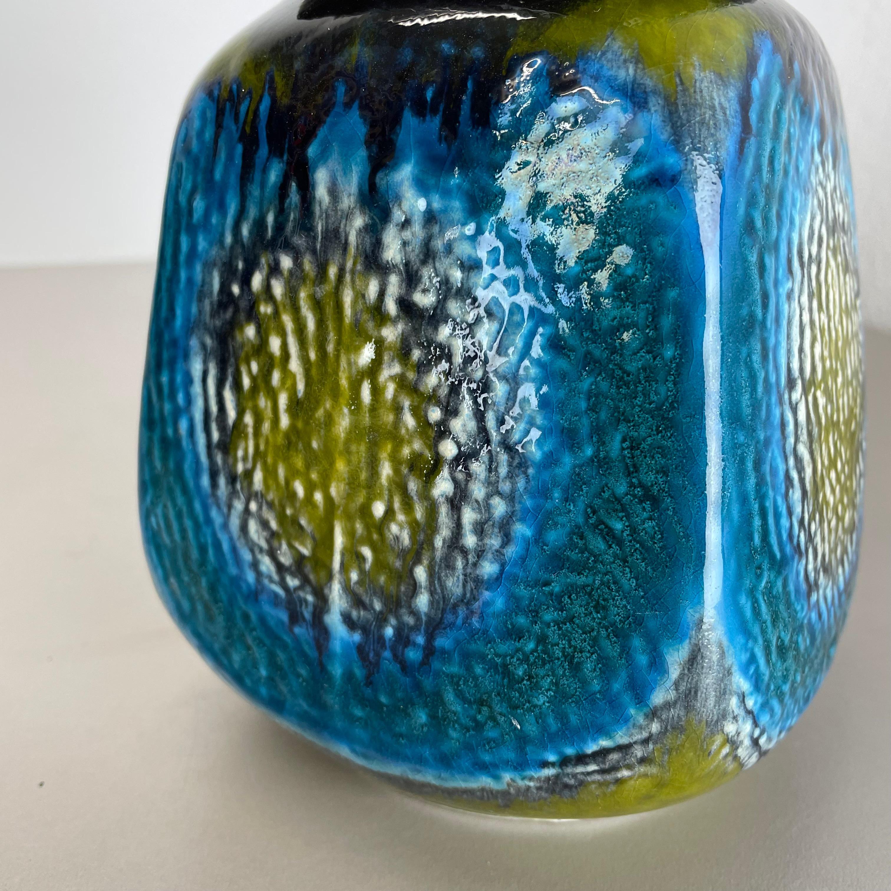Vase en poterie de lave grasse colorée « vert et bleu » Jasba Ceramics, Allemagne, 1970 en vente 3