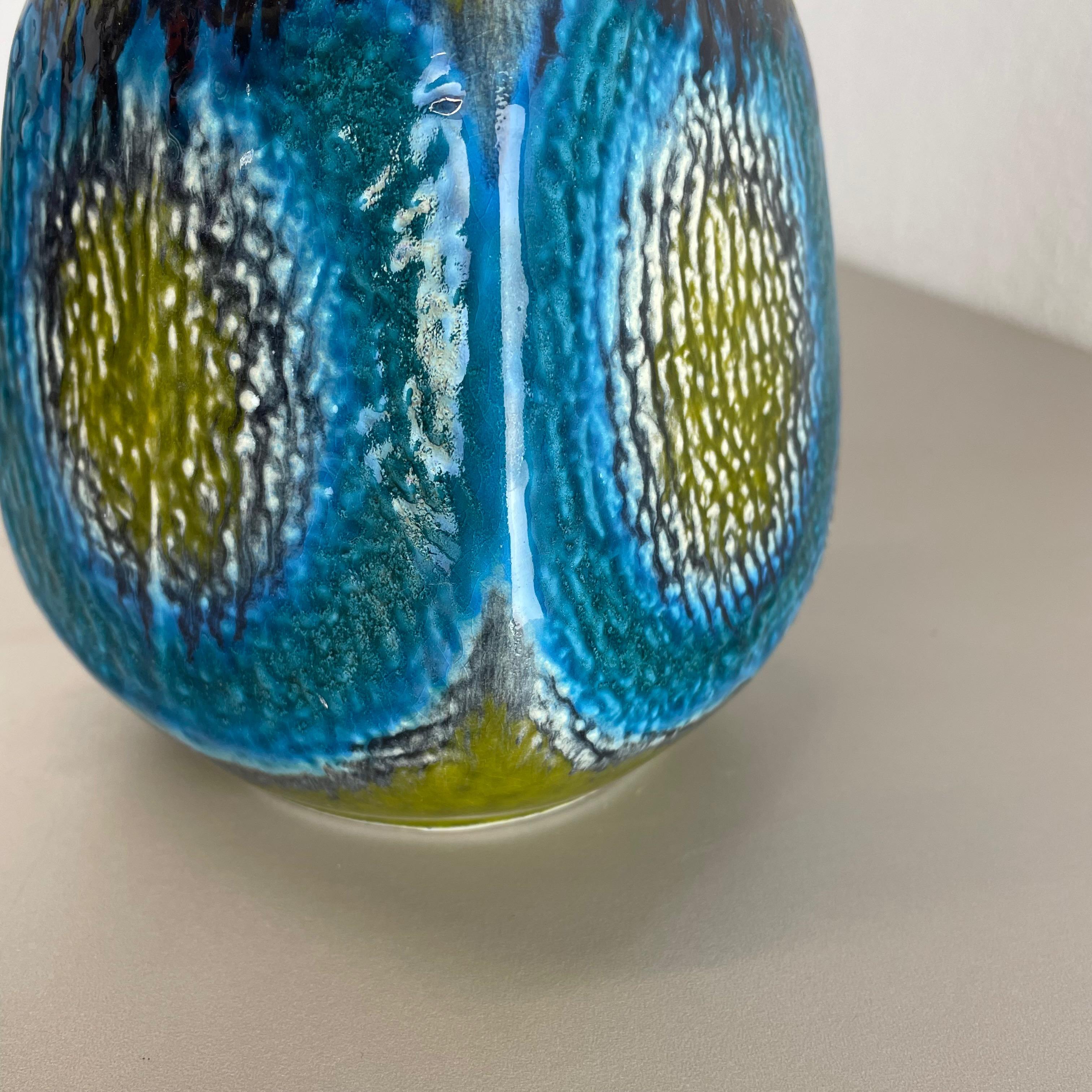 Bunte Fat Lava-Keramik „Grün und Blau“ Vase Jasba Keramik, Deutschland, 1970er Jahre im Angebot 6