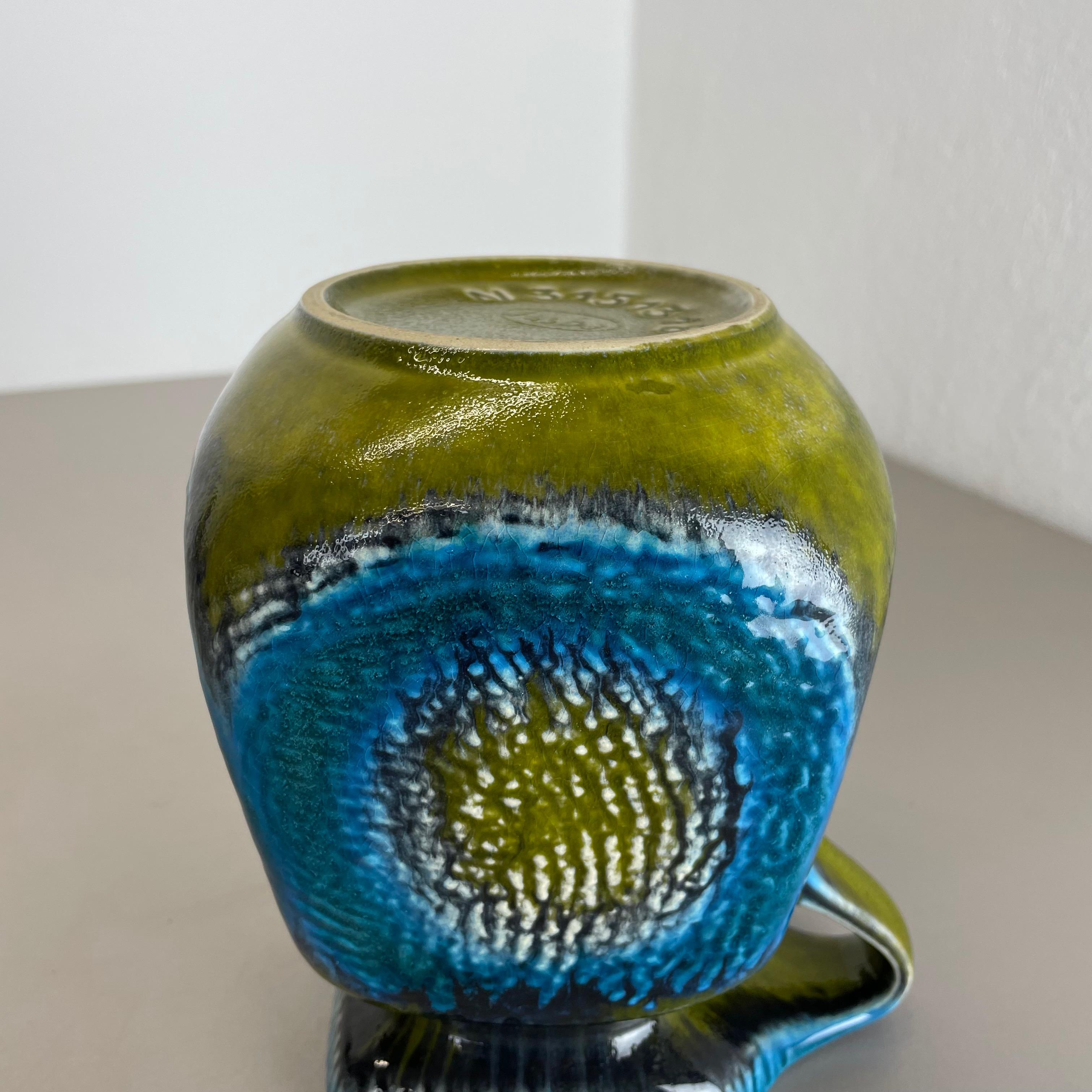 Vase en poterie de lave grasse colorée « vert et bleu » Jasba Ceramics, Allemagne, 1970 en vente 7