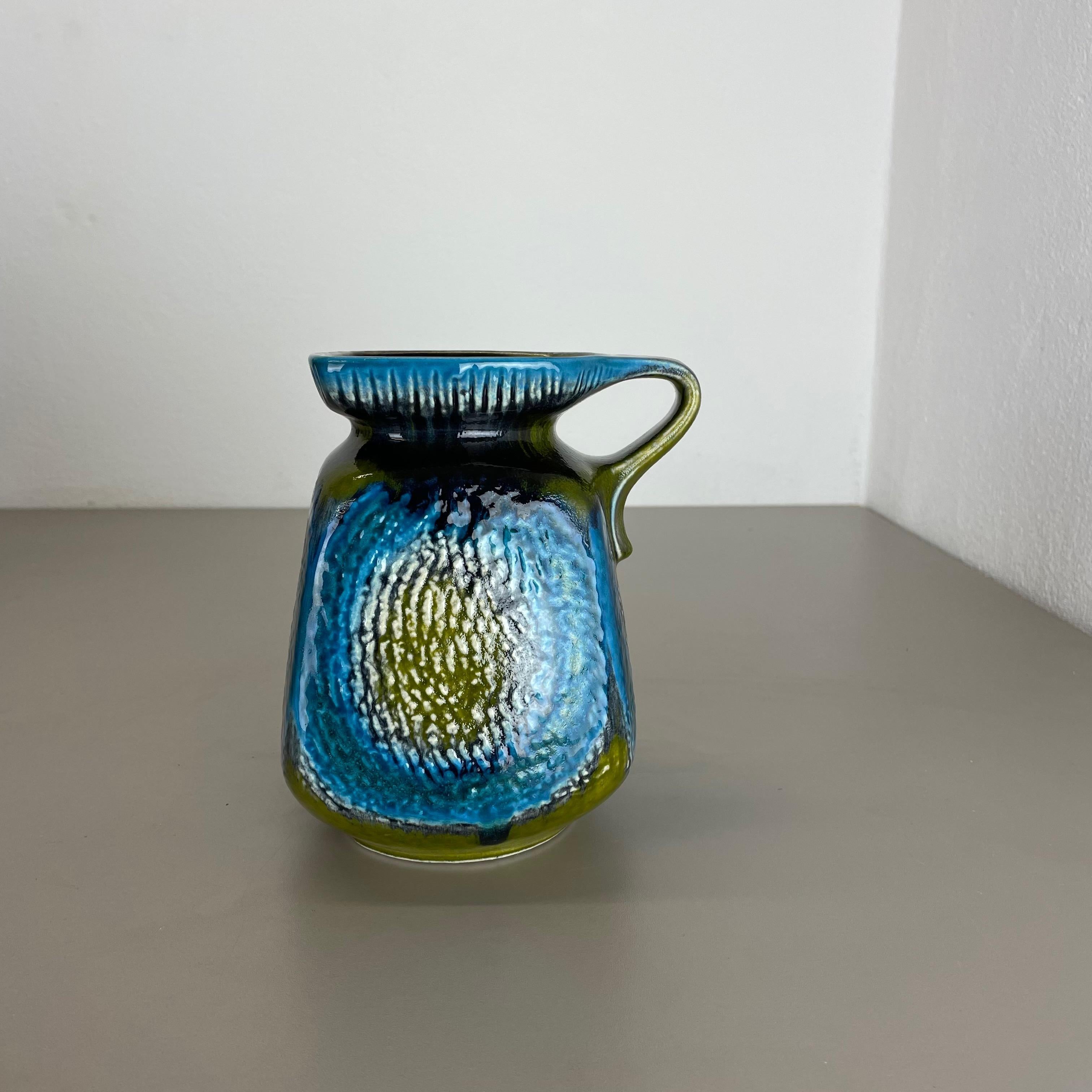 Allemand Vase en poterie de lave grasse colorée « vert et bleu » Jasba Ceramics, Allemagne, 1970 en vente