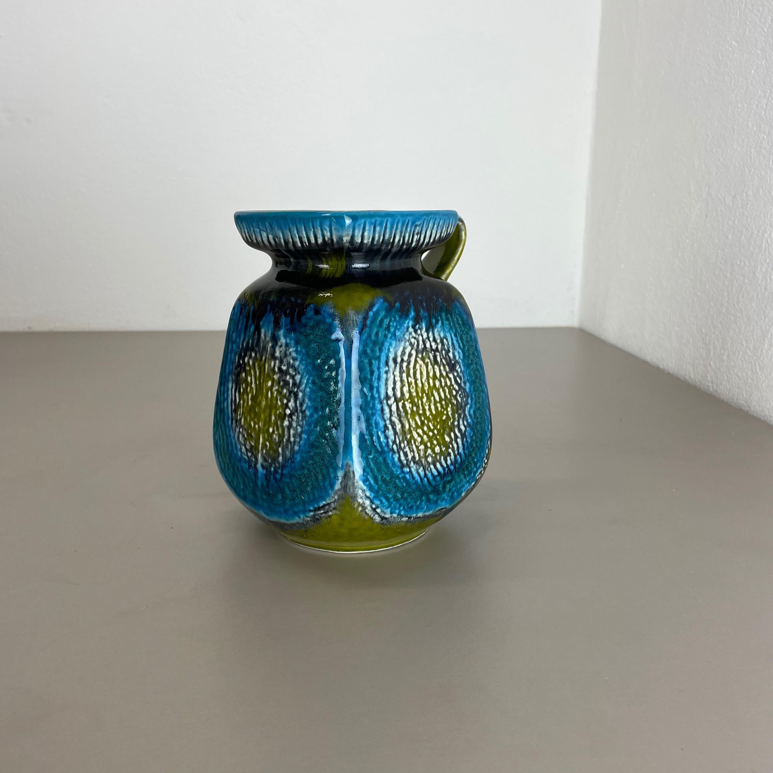 Vase en poterie de lave grasse colorée « vert et bleu » Jasba Ceramics, Allemagne, 1970 Bon état - En vente à Kirchlengern, DE