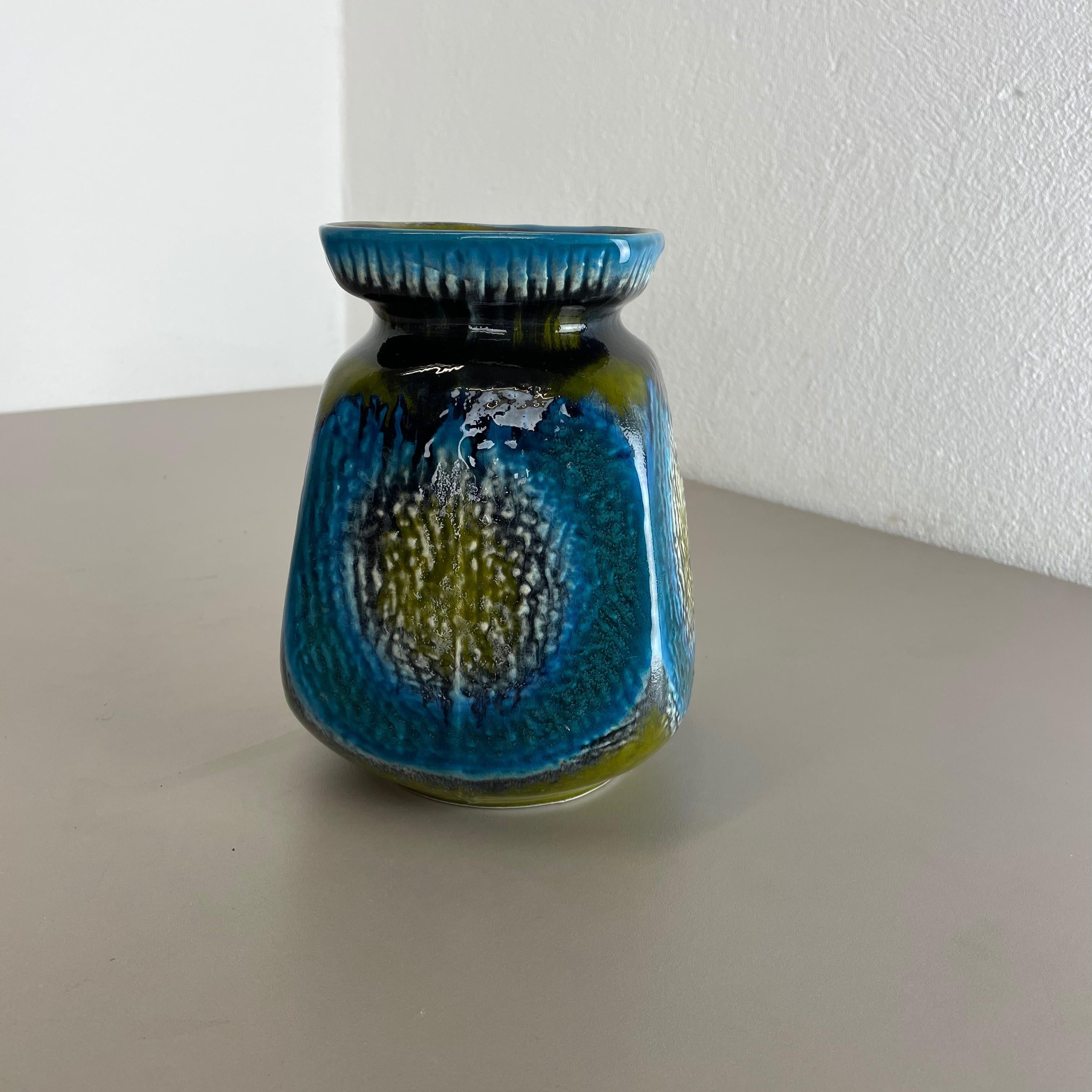 Céramique Vase en poterie de lave grasse colorée « vert et bleu » Jasba Ceramics, Allemagne, 1970 en vente