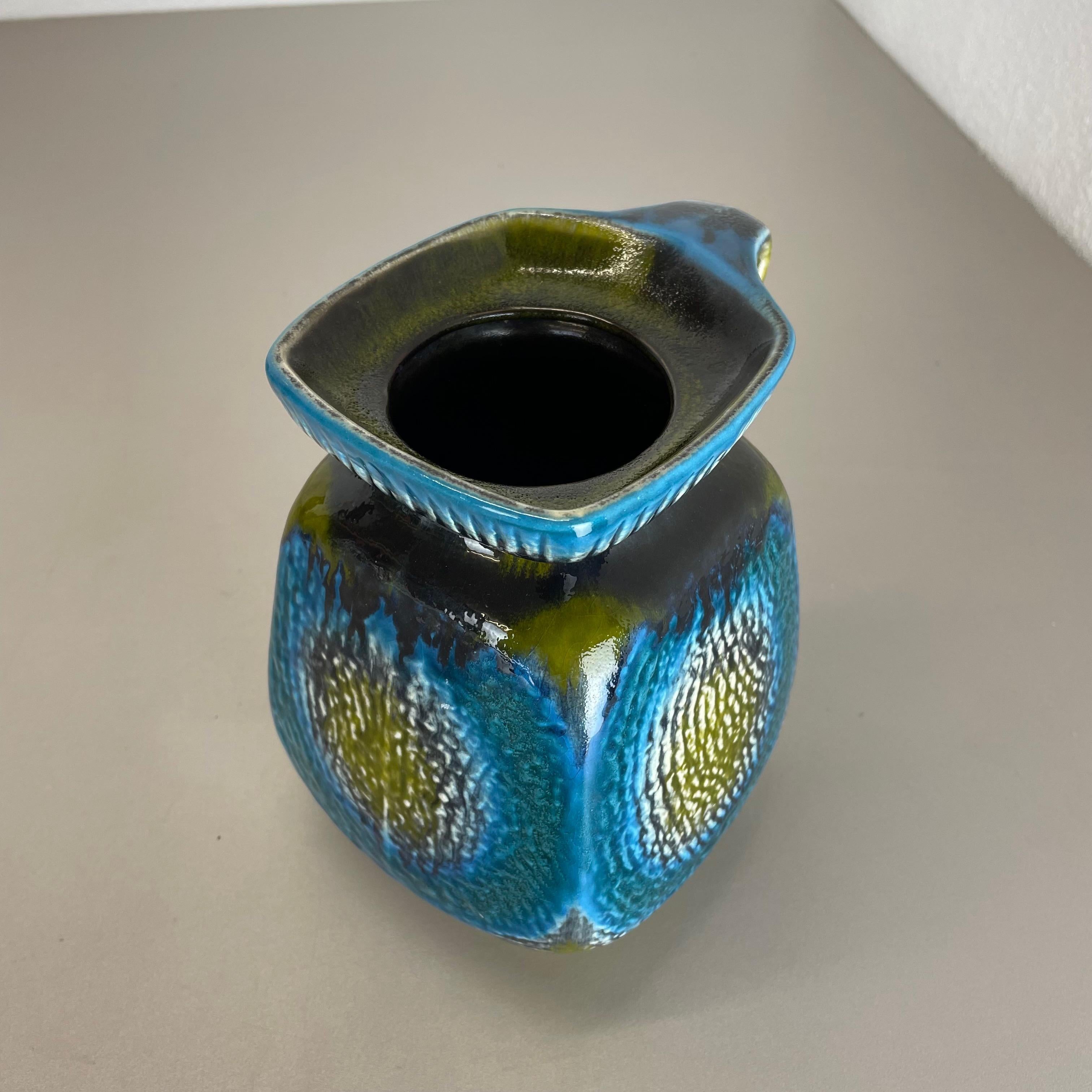 Vase en poterie de lave grasse colorée « vert et bleu » Jasba Ceramics, Allemagne, 1970 en vente 1
