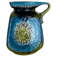 Colorful Fat Lava Pottery "Green and Blue" Vase Jasba Ceramics, Germany, 1970s