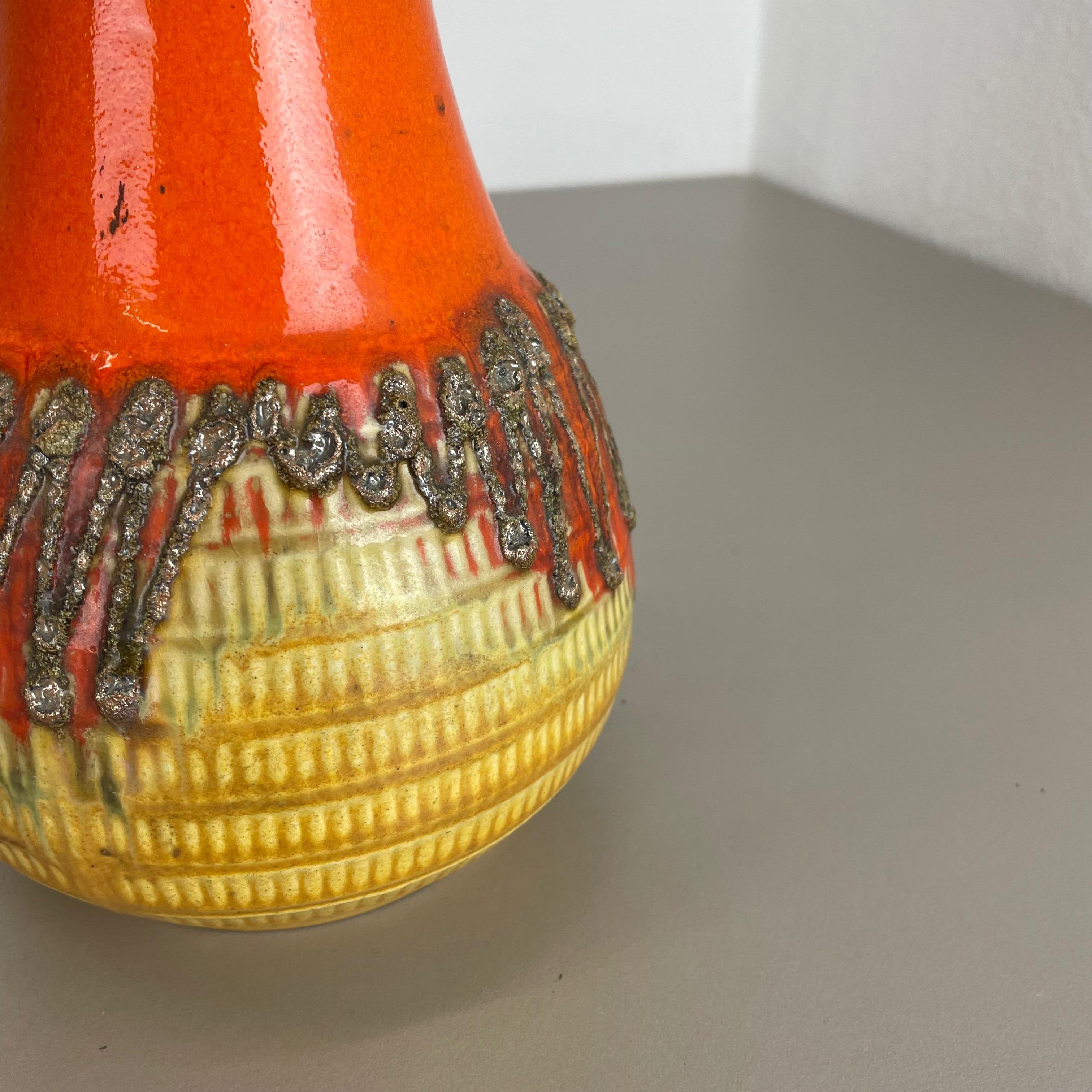 Vase en poterie de lave grasse colorée orange et jaune Jasba Ceramics, Allemagne, 1970 en vente 4