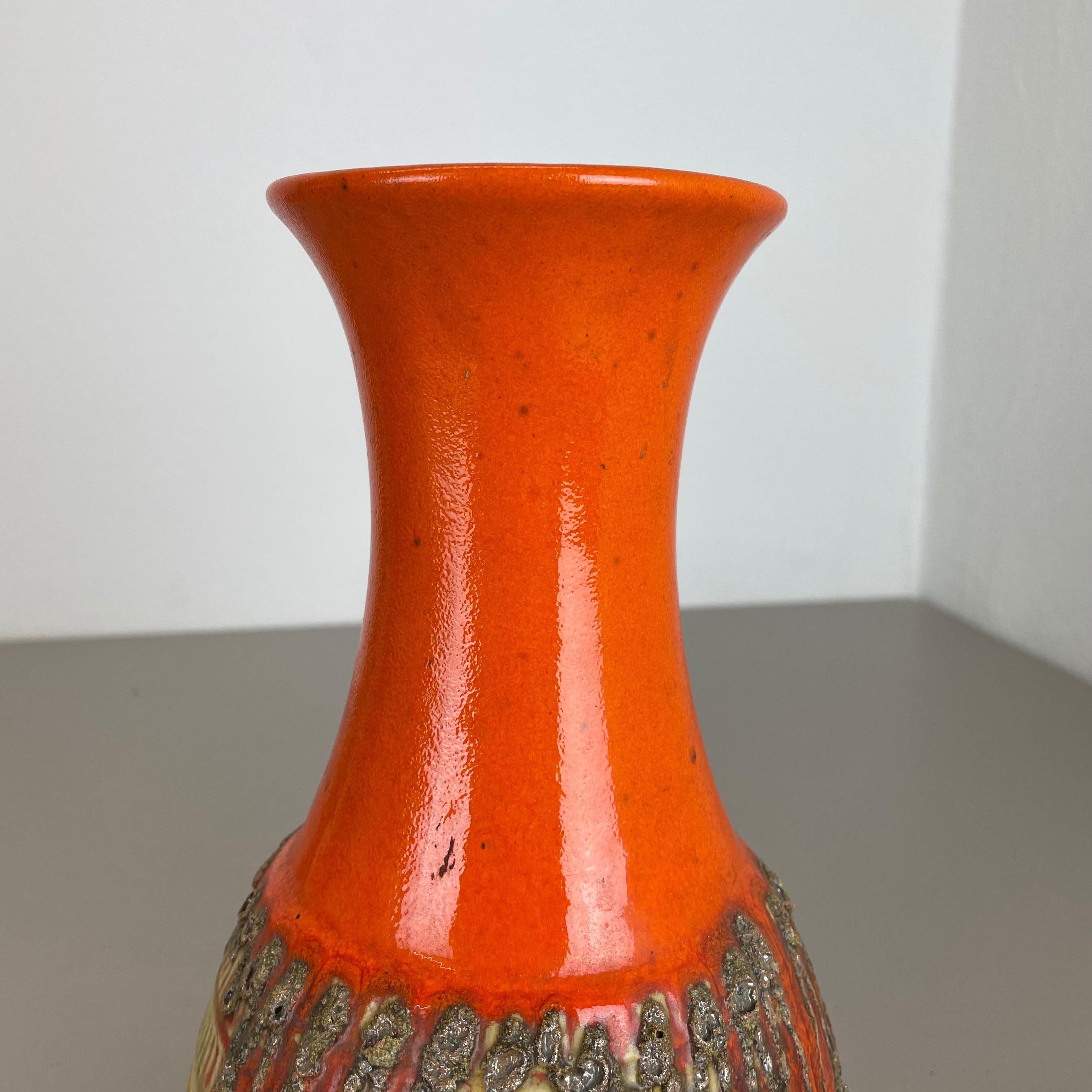 Vase en poterie de lave grasse colorée orange et jaune Jasba Ceramics, Allemagne, 1970 en vente 5