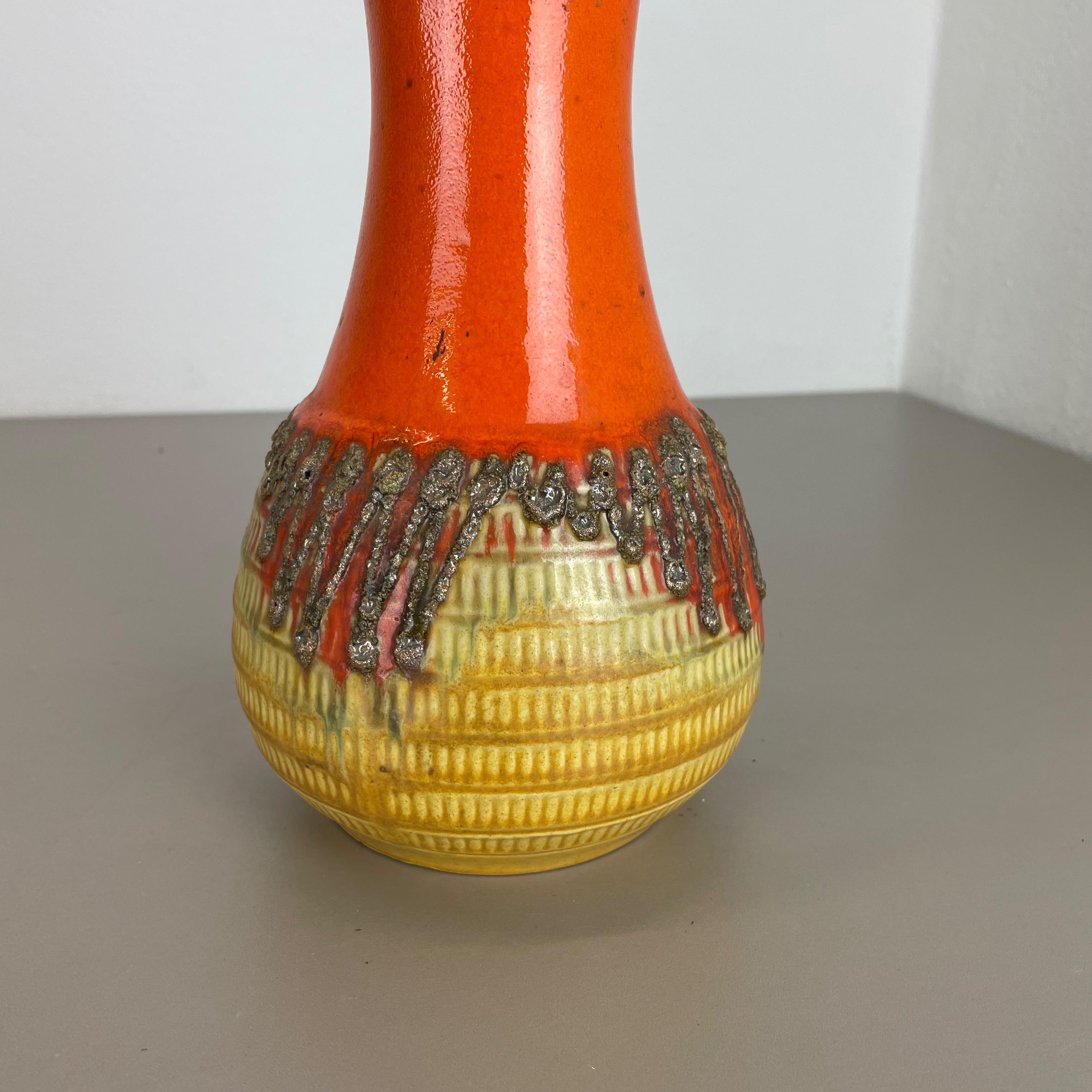 Vase en poterie de lave grasse colorée orange et jaune Jasba Ceramics, Allemagne, 1970 en vente 6
