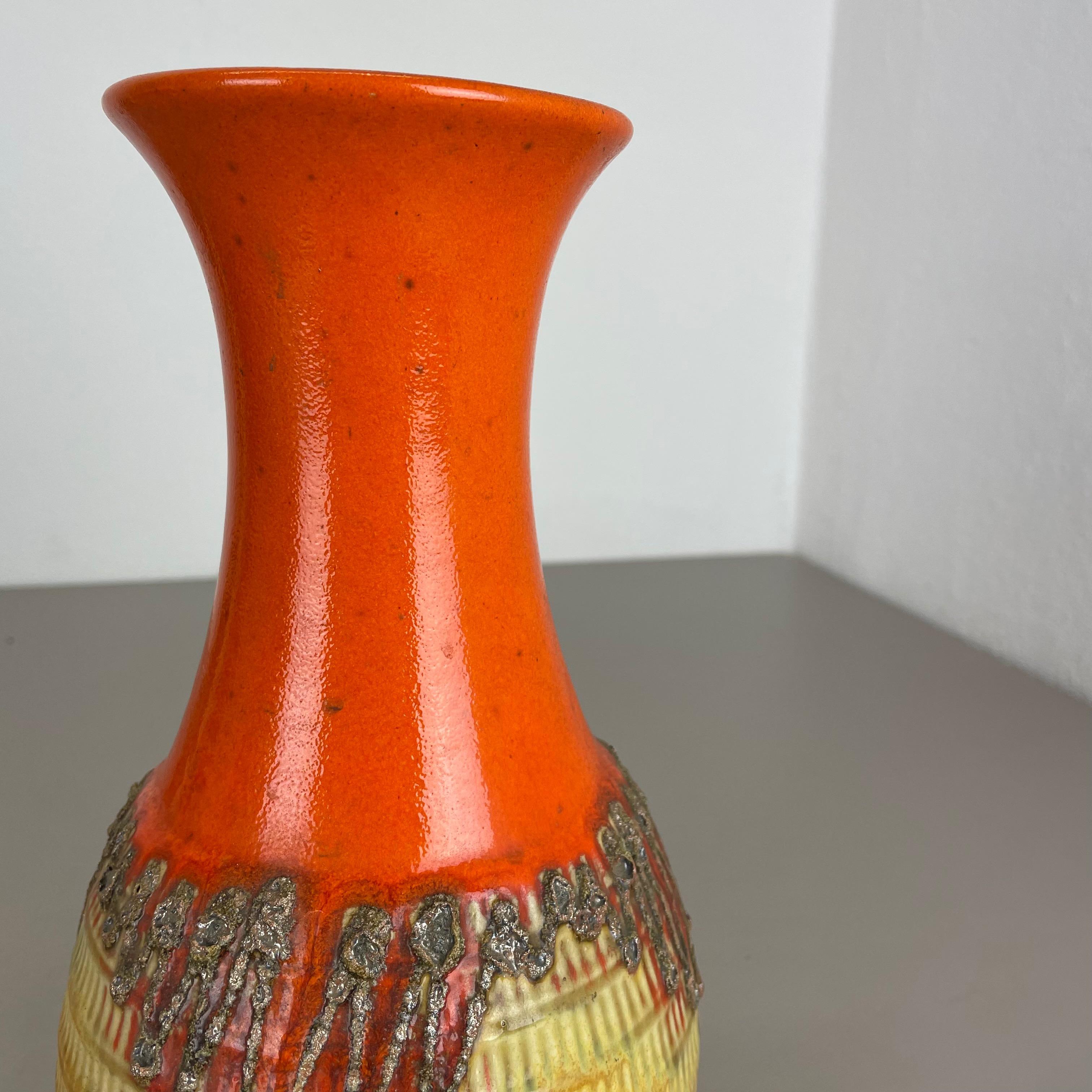 Vase en poterie de lave grasse colorée orange et jaune Jasba Ceramics, Allemagne, 1970 en vente 7