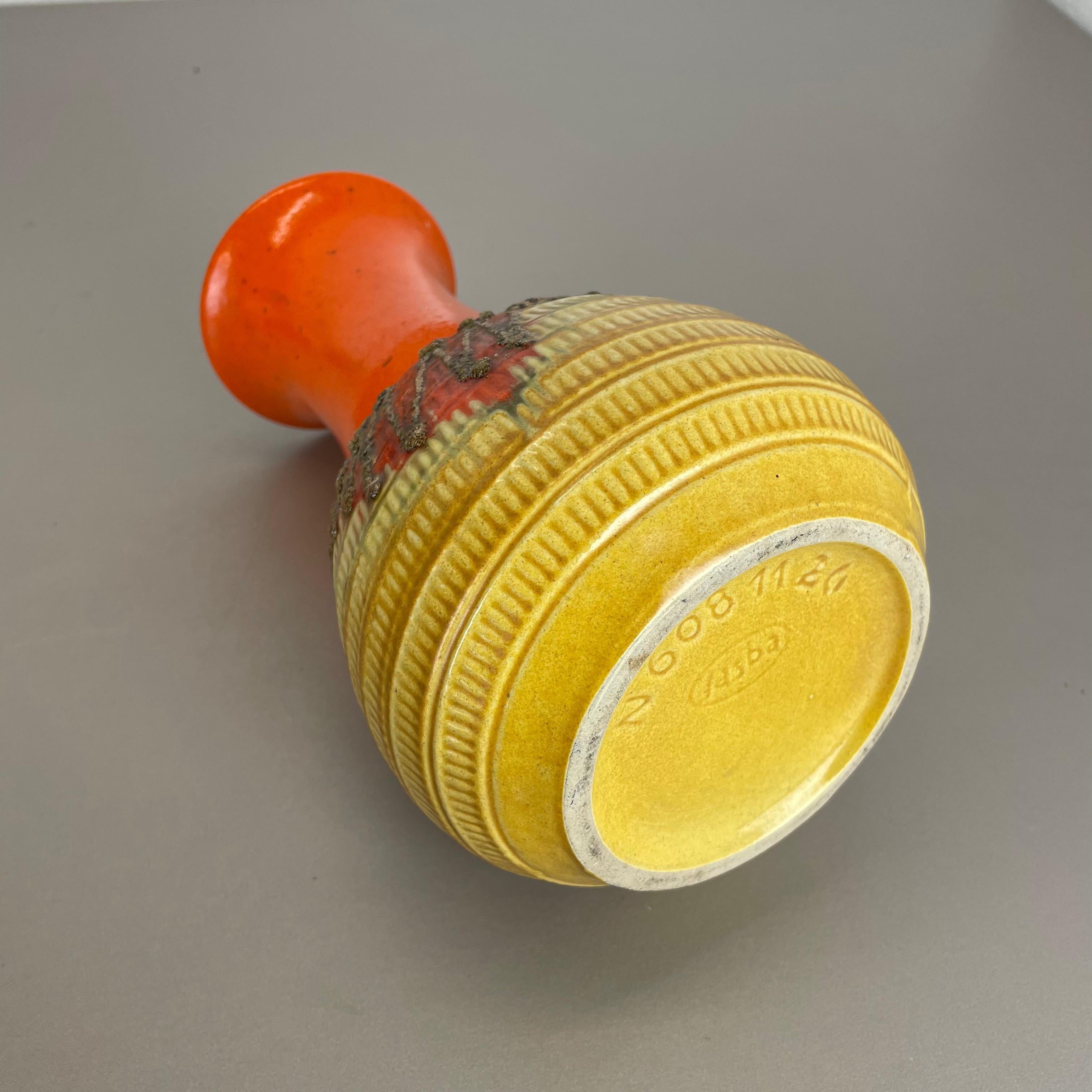 Vase en poterie de lave grasse colorée orange et jaune Jasba Ceramics, Allemagne, 1970 en vente 8