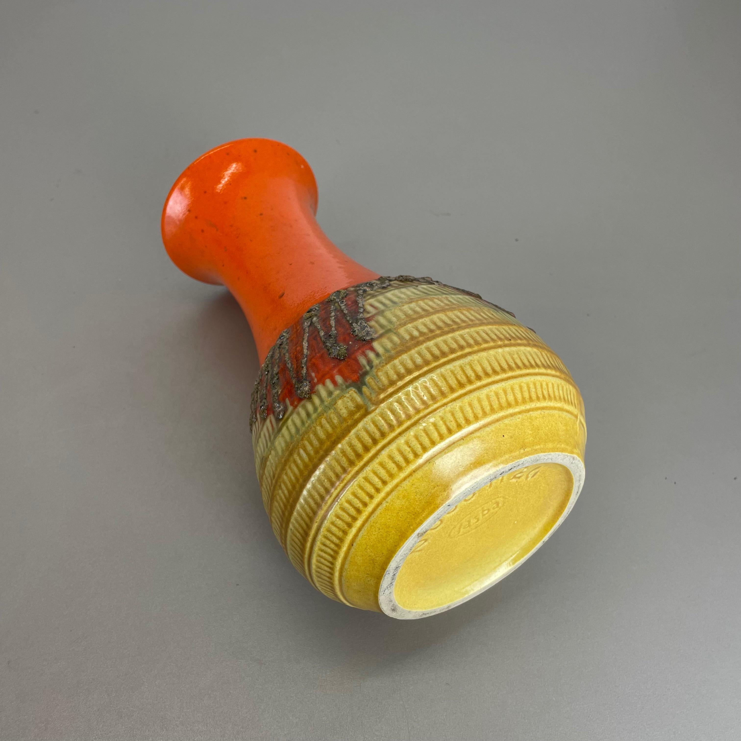 Vase en poterie de lave grasse colorée orange et jaune Jasba Ceramics, Allemagne, 1970 en vente 11