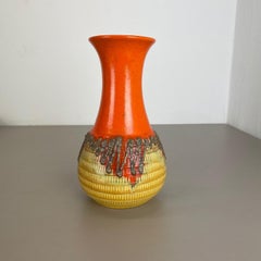 Vaso colorato in ceramica lavica grassa "Arancione e giallo" Ceramica Jasba, Germania, 1970