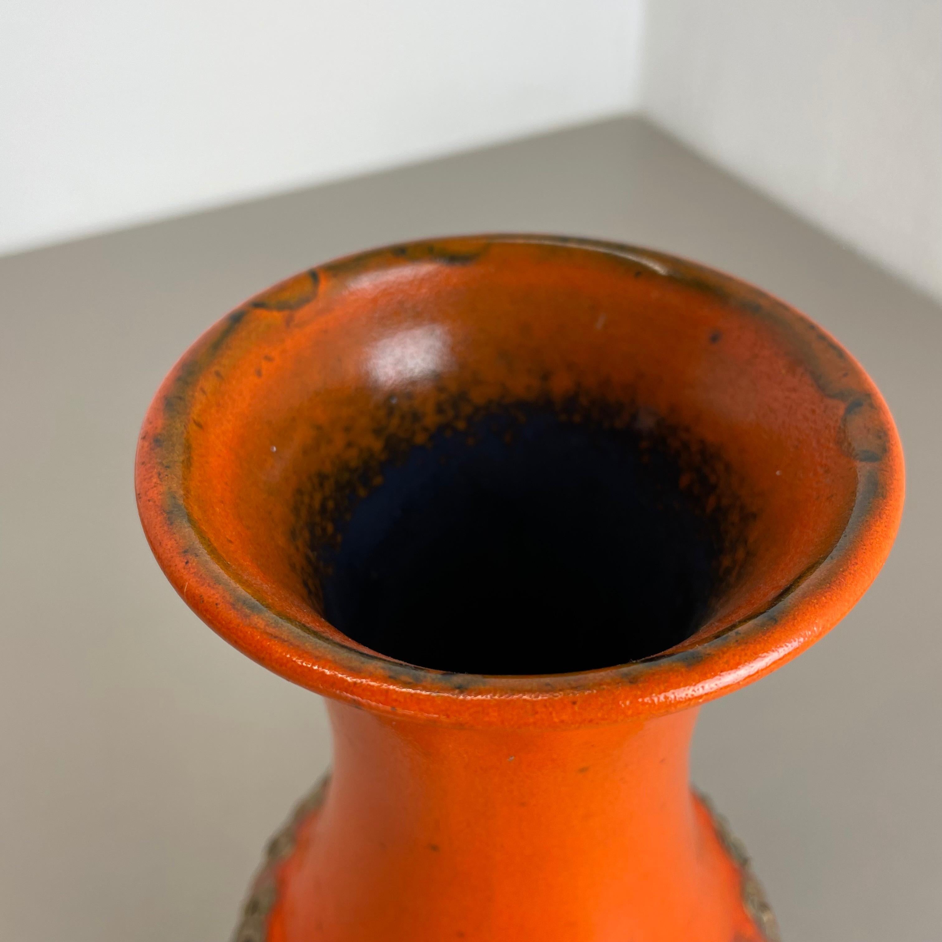 Céramique Vase en poterie de lave grasse colorée orange et jaune Jasba Ceramics, Allemagne, 1970 en vente