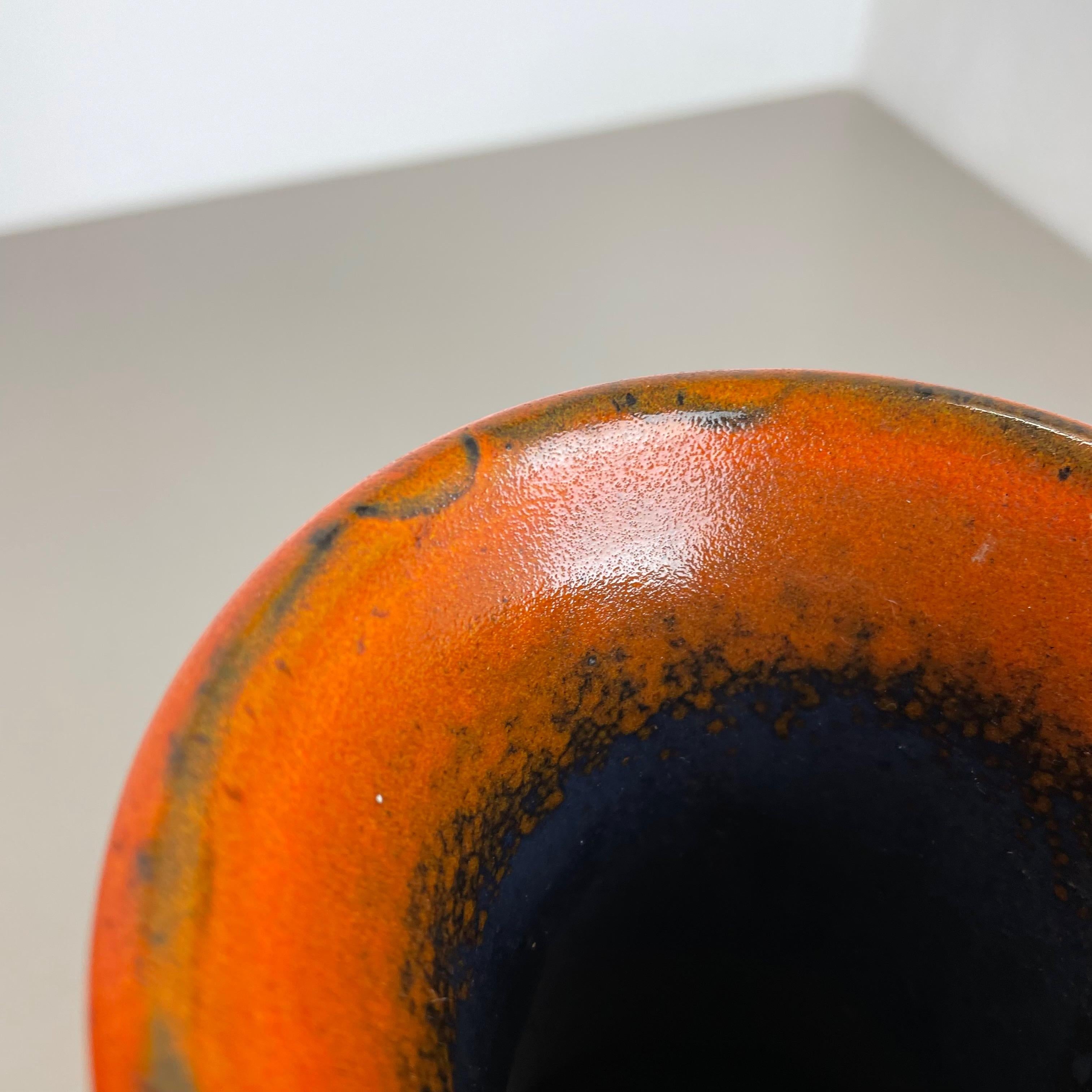 Vase en poterie de lave grasse colorée orange et jaune Jasba Ceramics, Allemagne, 1970 en vente 1