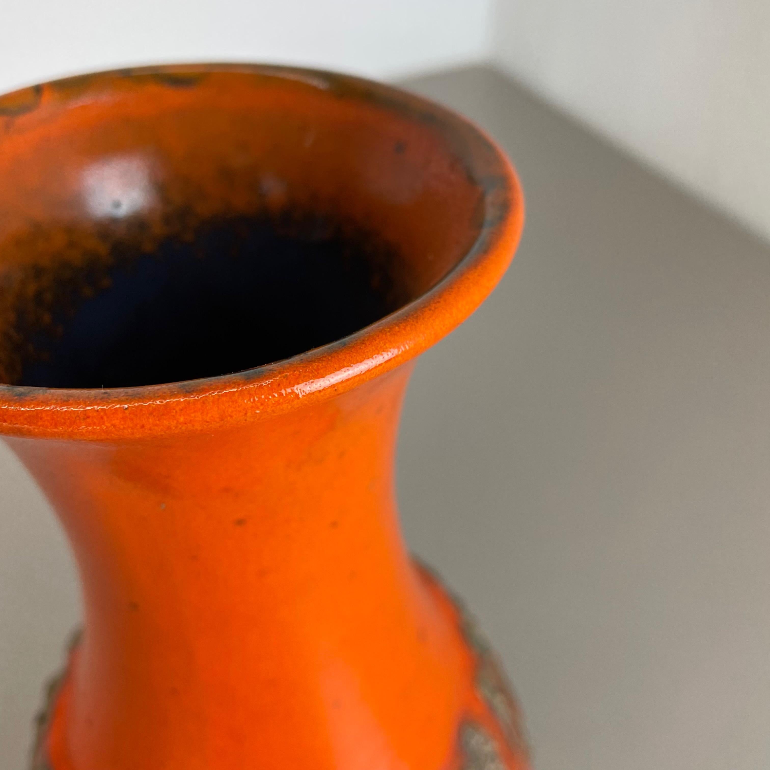 Vase en poterie de lave grasse colorée orange et jaune Jasba Ceramics, Allemagne, 1970 en vente 2